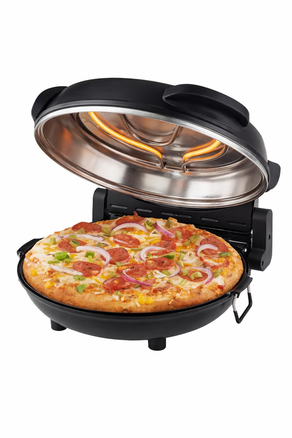 ELTA Pizzaofen Mini Back Ofen - Pizzamaker - Pizza Ofen - 32 cm - extra großes Sichtfenster mobiler elektrischer Holzofen Napoli 1200 W - bis 360°C - Ober- und Unterhitze