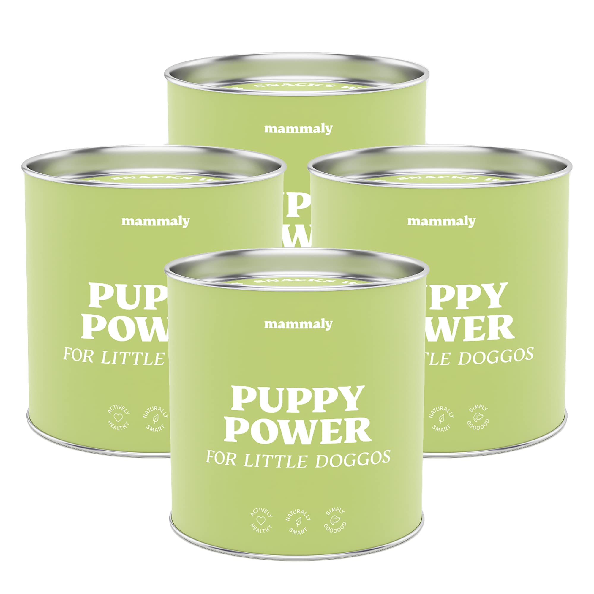 mammaly 13 in 1 Welpen Leckerlies für Hunde (4X Super Sparpaket) Puppy Power mit Präbiotika, Grünlippmuschel und Vitamin E - Gesundes Wachstum und Nervenfunktionen - Unterstützt Training