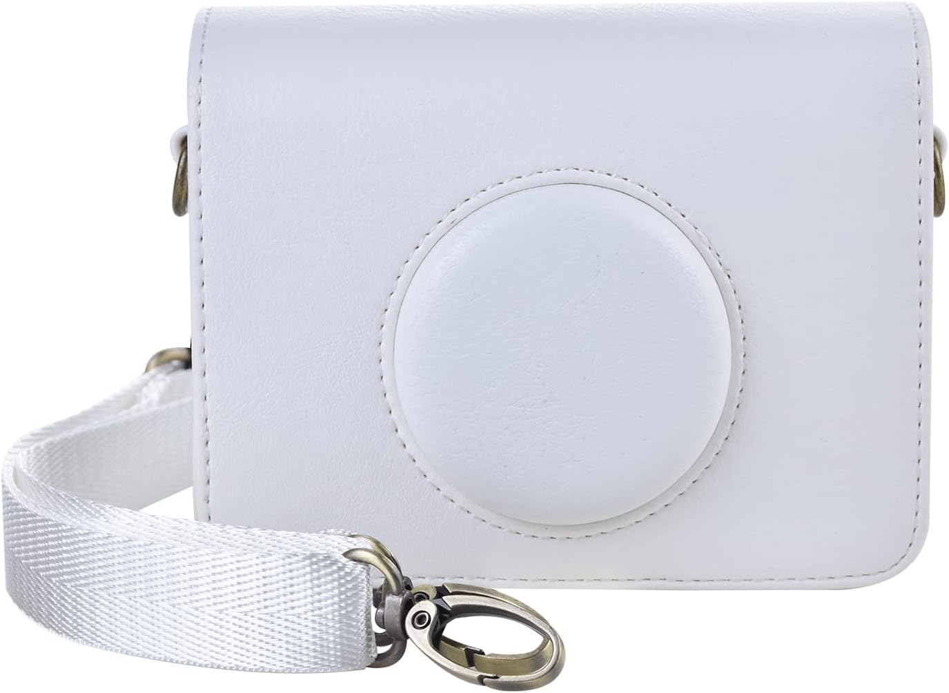 MUZIRI KINOKOO Fuji Mini EVO Case PU Leather Compatible for Fuji Mini EVO Camera Protective Case Cover Camera Bag with Adjustable Shoulder Strap White