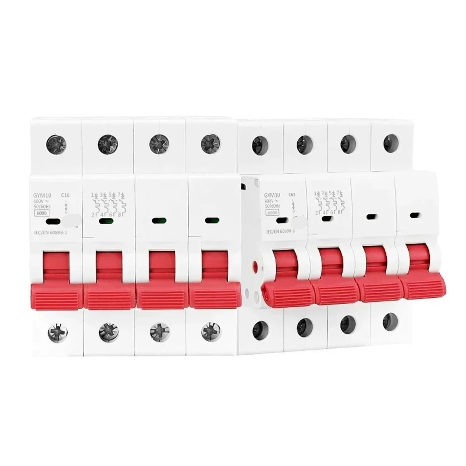 GYM10 bezpieczny, 4 bieguny, 6 A, 10 A, 16 A, 20 A, 25 A, 32 A, 40 A, 50 A, 63 A, 220 V/400 V, mini wyłącznik obwodowy, typ C, 6KA 1 szt. (25 A)