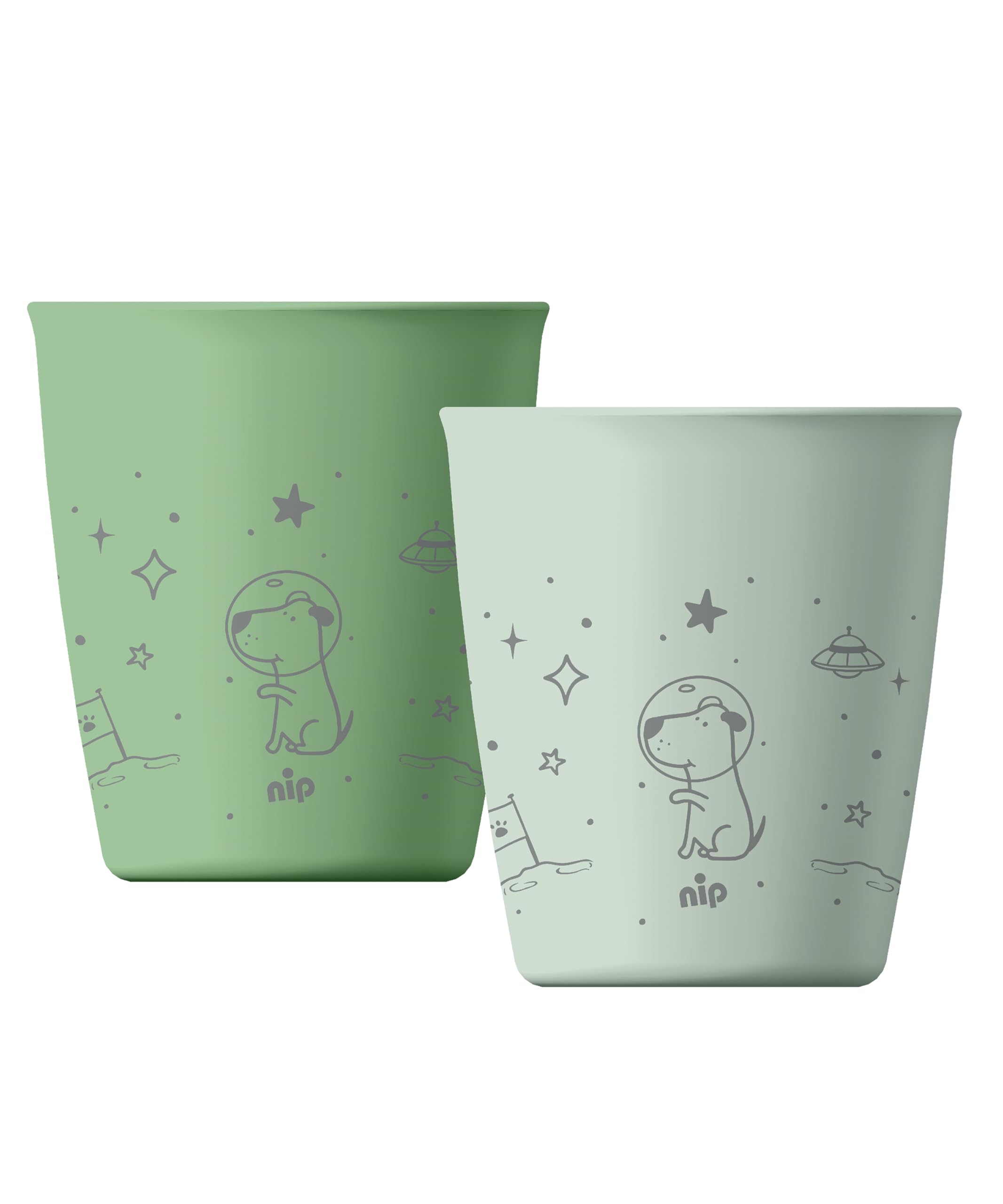 nip Green Öko Lot de 2 gobelets pour bébé et enfant à partir de 1 an, incassables, passent au micro-ondes et au lave-vaisselle, sans BPA, sans mélamine, durables, motif animal, vert clair