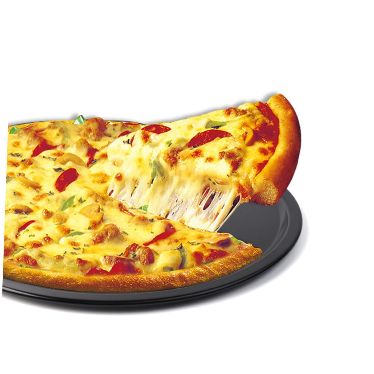 Kuchenformen, Backformen, Pizza-Backform, Küche, Pizzaplatte, Metall-Pizza-Pfanne, Backwerkzeug, Antihaft-Ofenform, runde Kuchenform, Backformen, Backform/Kuchenform, Pfannkuchen, Kohlenstoffstahl-Tab