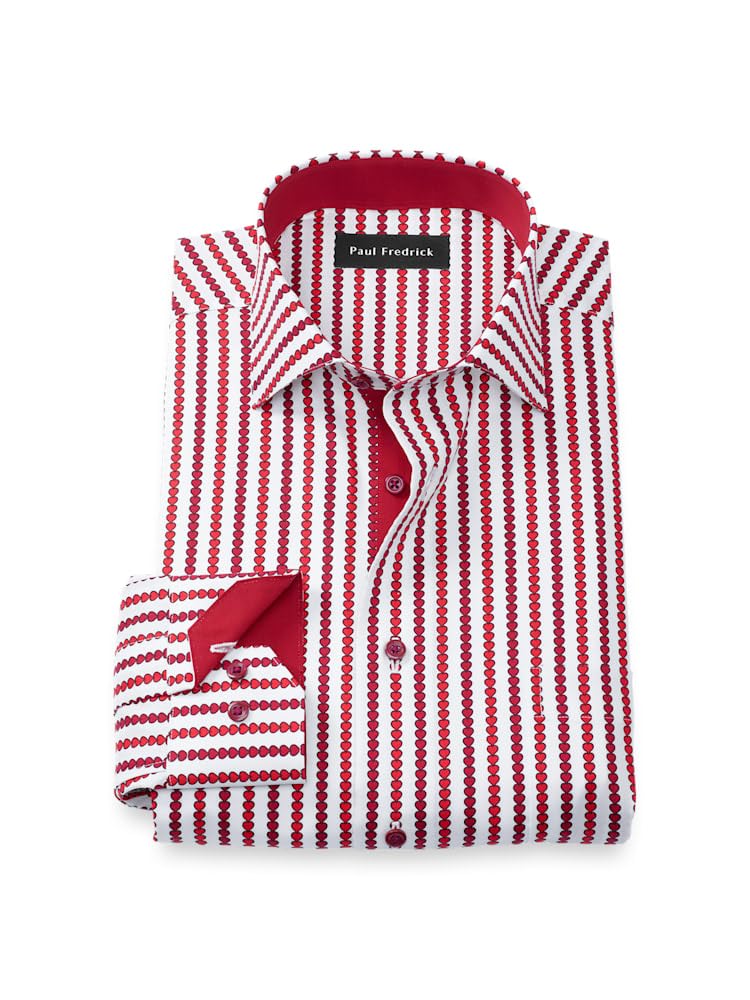 Paul Fredrick Mens Tailored Fit Comfort Stretch Non-Iron Heart Dress Shirt