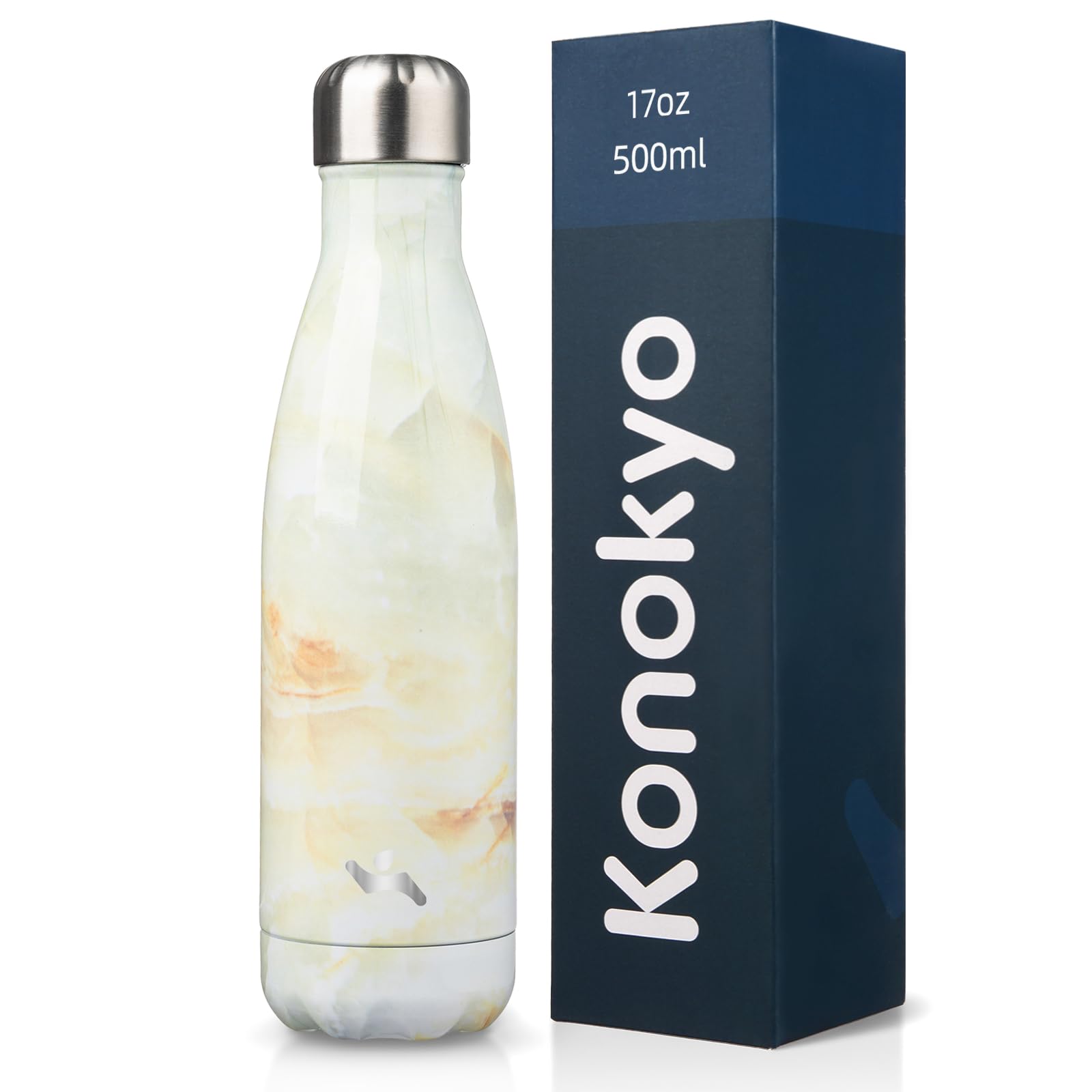 Konokyo Botellas de agua aisladas, botella de metal Vacumm de acero inoxidable de doble pared de 17 onzas para viajes deportivos, mármol-jade