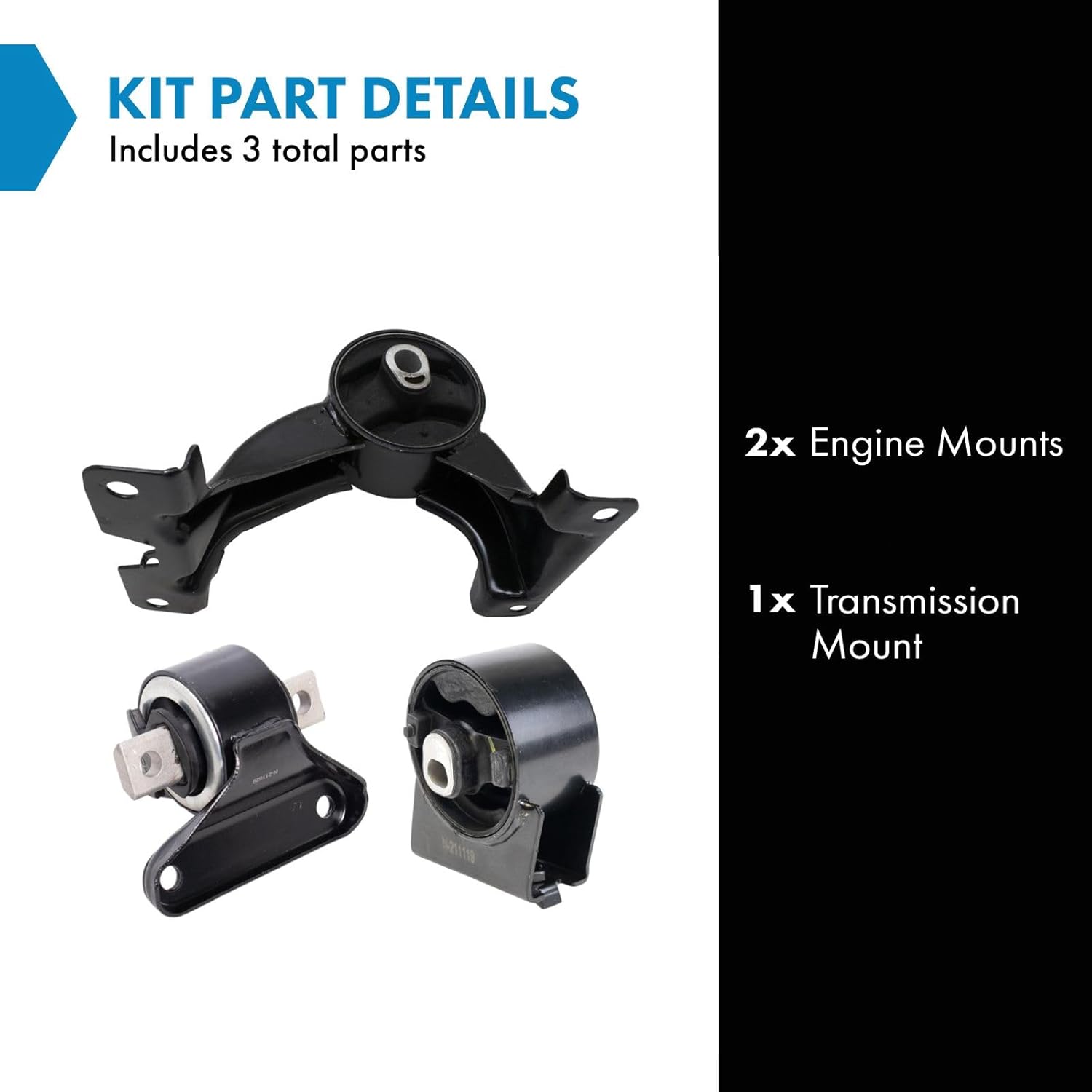 TRQ Engine & Transmission Mount Kit Compatible with 11-14 200 Avenger 11-18 Journey