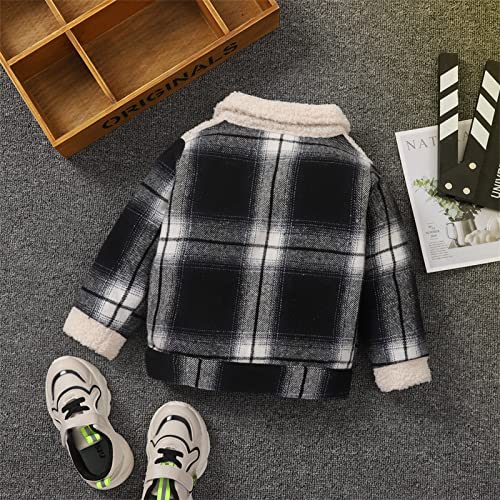 Flannel Plaid Sherpe Lapel Shirts Jacket for Toddler Boys Button Down Cardigan Long Sleeve Coat Kids Girls Warm Outwear2