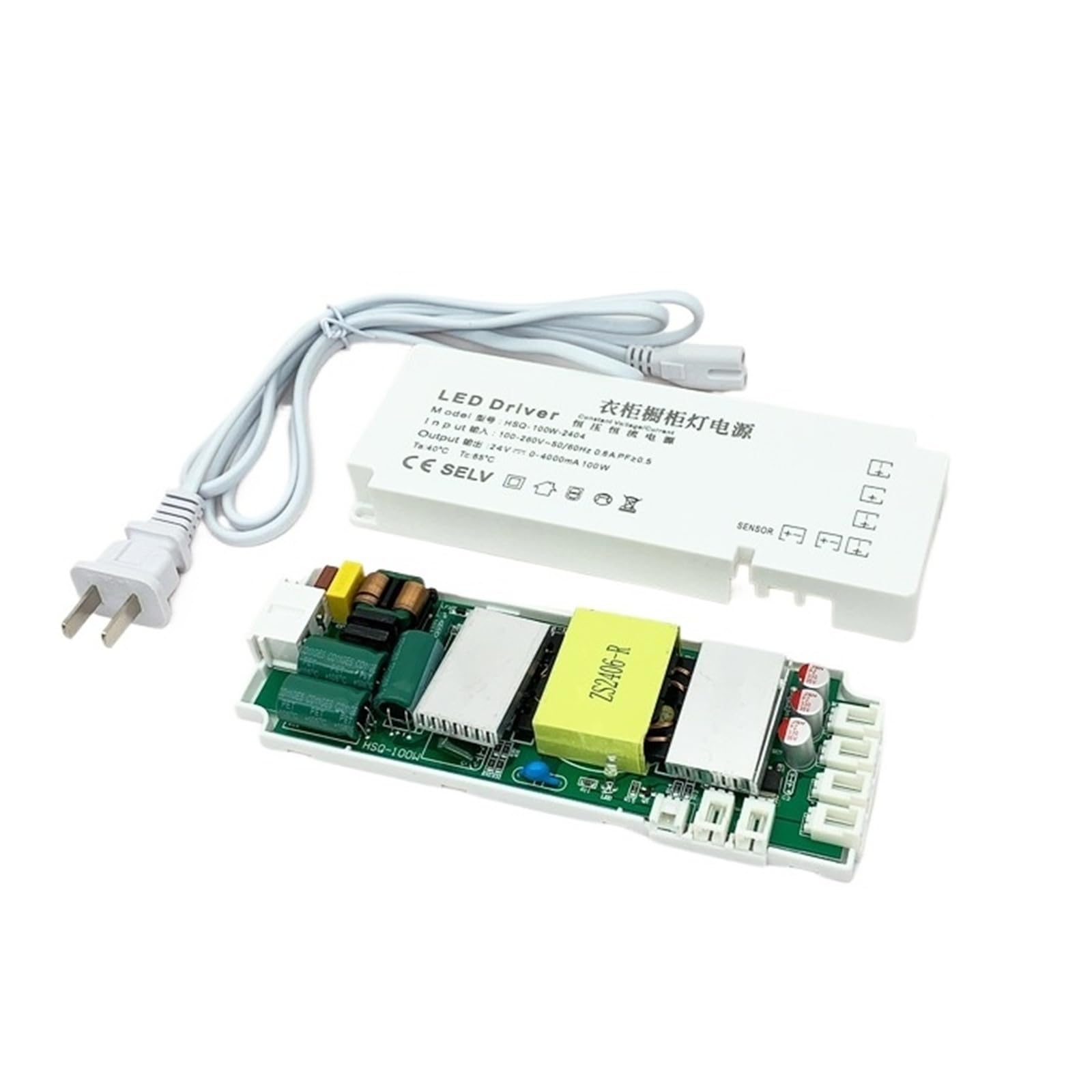 PWANUIGTE LED Ultra-Thin Wardrobe Dedicated Power Supply 12V 24V Interface Induction Switch line Light with Cabinet Transformer(DC24V 100W)