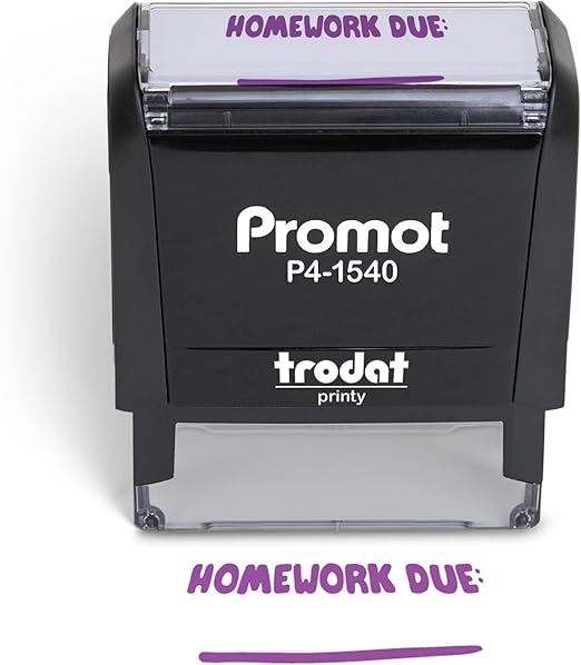 Promot Teacher Stamps for Classroom - Homework Due Self Inking Stampers for Kids - Homeschool Grading Tool, Encouraging Motivational Kids Stamp for School, Choose from 40 Fun Rubber Stamp Designs
