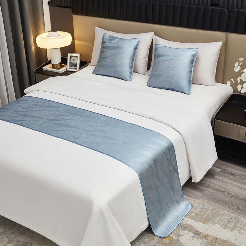 HIQACTLIF Bed Runners for King Size Queen Size Bed, Modern Polyester Smooth Bed Runners for Foot of Bed, Bedding Scarf Protection for Hotel Guesthouse Wedding Room
