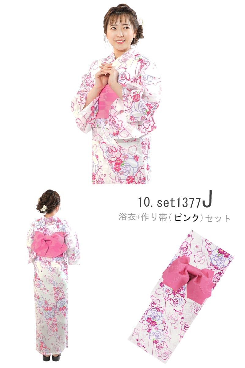 Women's Festival Yukata with Pre-Tied Obi Set