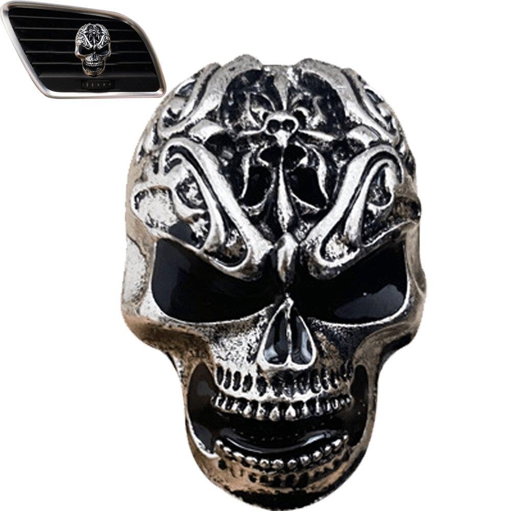 Hrippy Cool Skull Car Vent Clips Car Aromatic Vent Clip Auto Interior Air Vent Skull Decor Outlet Freshener Car Charm Accessories for Car Halloween Decor