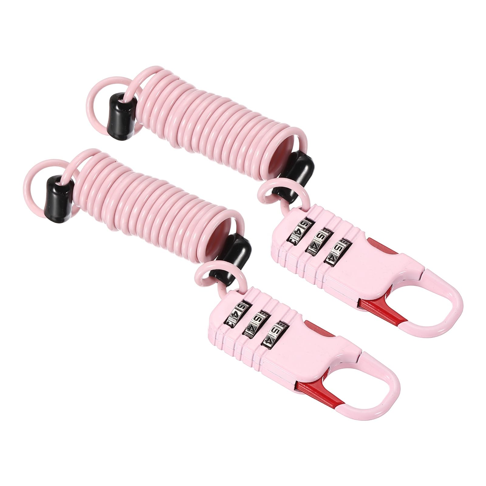 PATIKIL Security Cable with 3Digit Combination Locks, (0.95m x 3mm, Pink)(2Pcs), Braided Stainless Steel Safety Cable Wire Rope with Double Loop, Suit for Suitcase/Bicycle/Cabinets