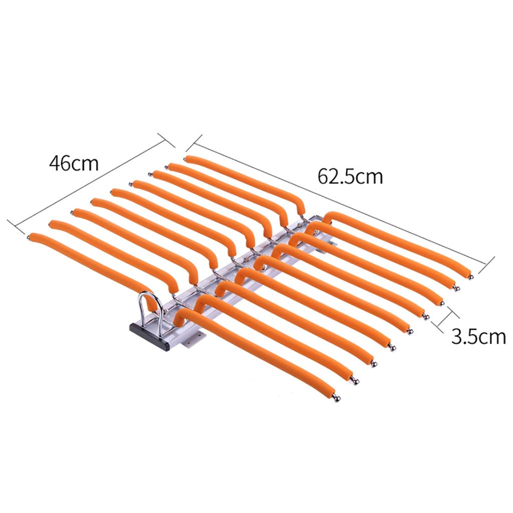 Armadio Push-Pull Portapantaloni per 18 Pantaloni, Guida Scorrevole per Sciarpe Estraibili, Portaoggetti per Armadietto D47Cm L64Cm A12Cm, Asta Floccata Arancione