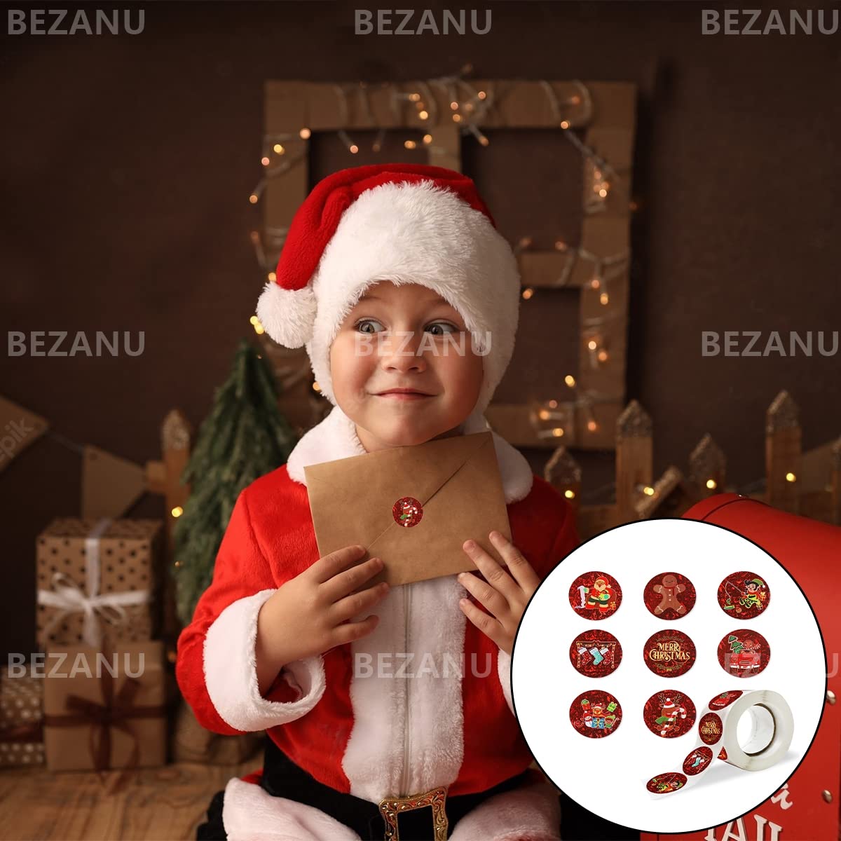 JarThenaAMCS Lot De 500 Autocollants De Noël En Papier à