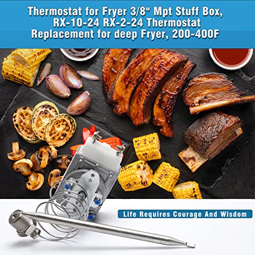 Rx-10-24 Thermostat Rx Series Millivolt Thermostat 00-913153 For Fryer 3/8" Mpt Stuff Box, Rx-2-24 Thermostat 200-400F Compatible With Robertshaw, Replacement For Adcraft Deep Fryer #TOP7