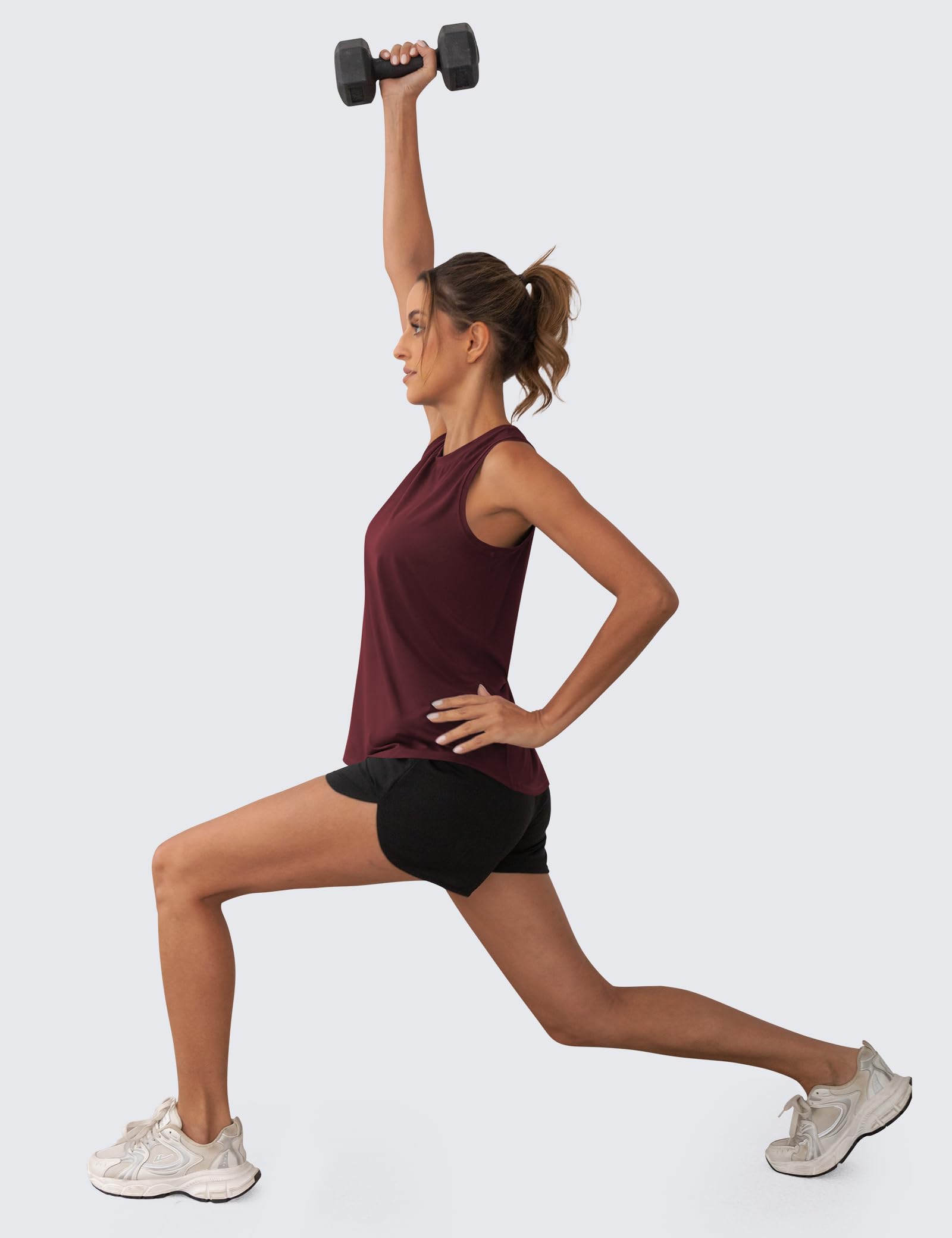 OYANUS Camiseta de verano para mujer, sin mangas, con espalda cruzada, cuello alto, ajuste holgado, para correr, gimnasio, yoga