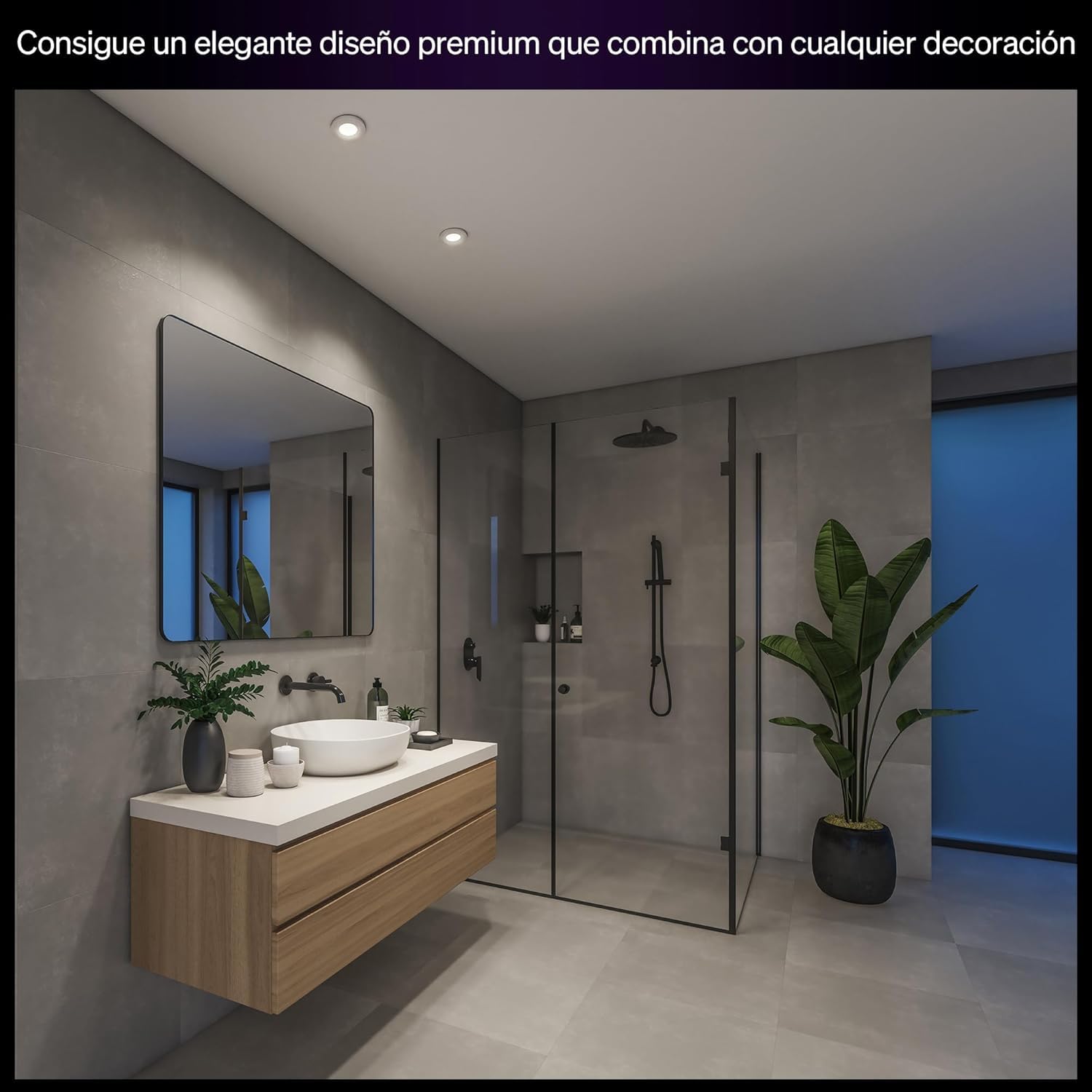 Philips Hue White Ambiance Adore Connected foco empotrable, Cromo, 1 x 5 W, Iluminación de baño regulable, Regulable, Controlable mediante app, Compatible con Amazon Alexa.