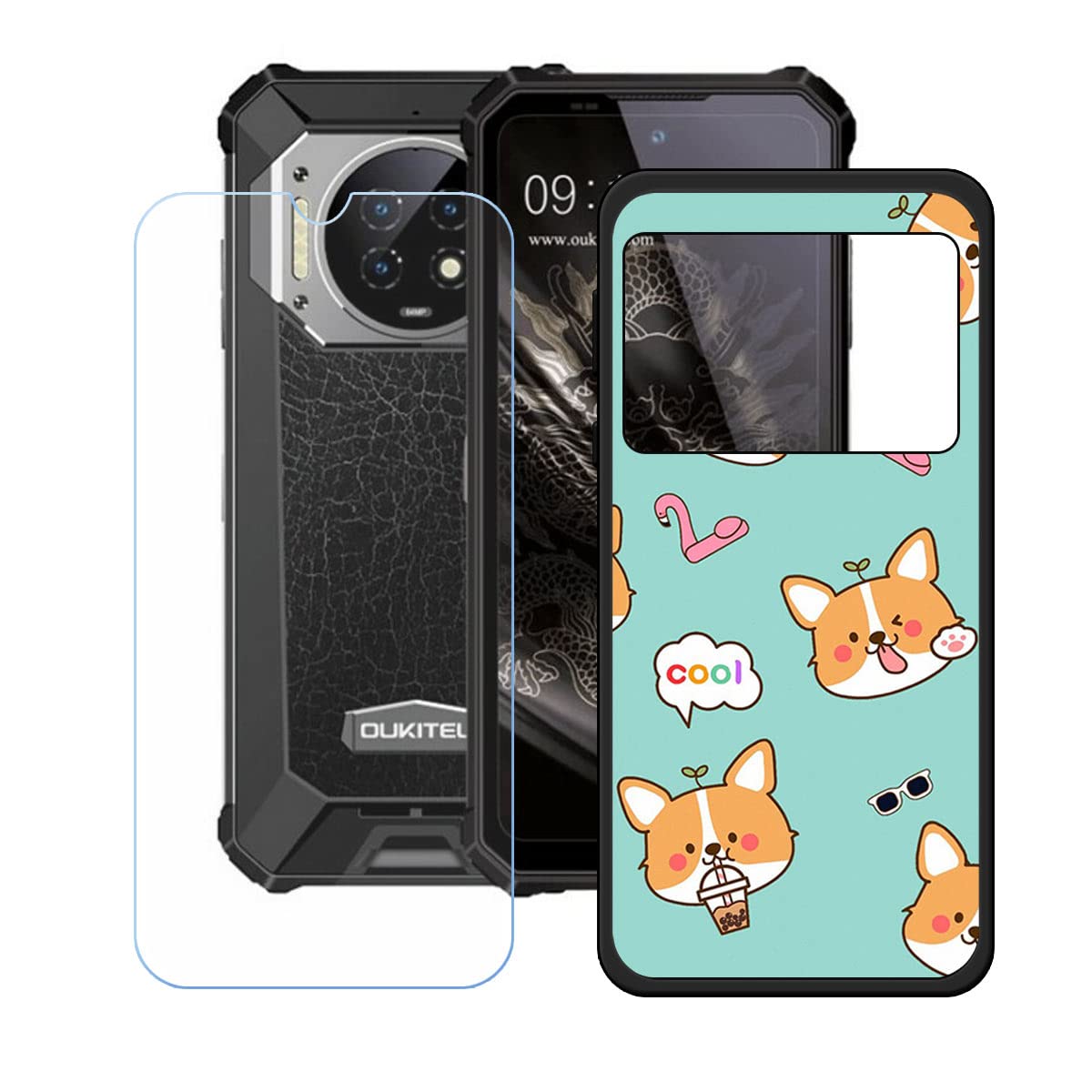 TIANDIMY Custodia per Oukitel WP12 + [2 Pack] Pellicola Protettiva in Vetro Temperato (5.50 Pollice), Cover Trasparente Morbida Sottile in Silicone Case Bumper per Oukitel WP12 -TD11
