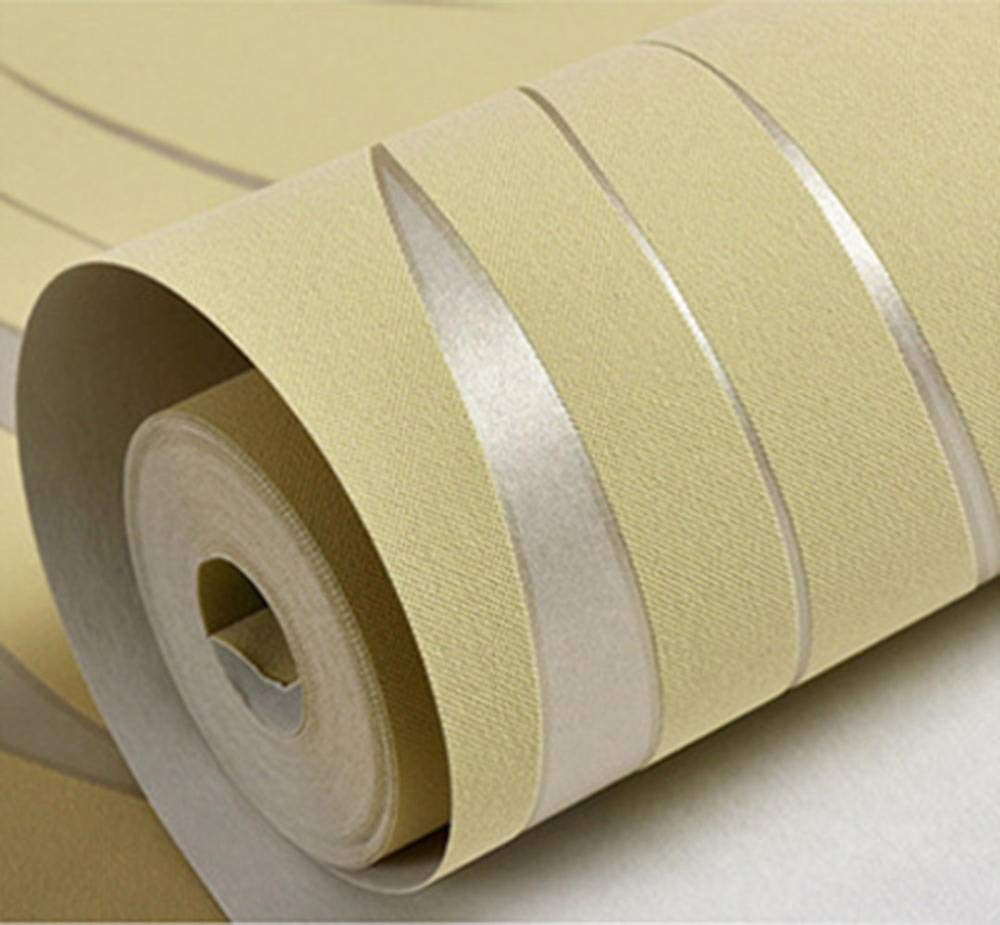 Wallpaper, Embossed 4d Vertical Stripe Wallpaper, Non-Woven Wallpaper, Modern Minimalist Wallpaper, Living Room, Bedroom, TV Background wall-4D Olive Yellow 550606 Wallpaper Only