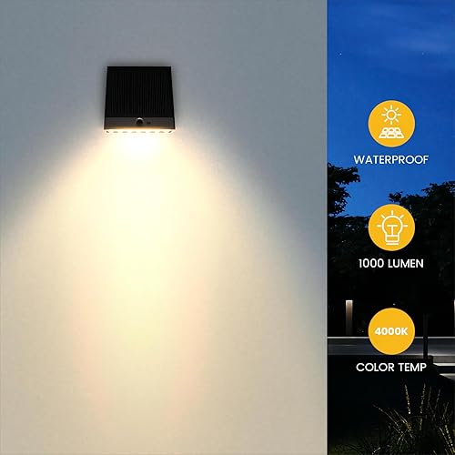 Miniatura 2 de Luces solares para exteriores, 1000 lm IP65, luces de inundación solares impermeables con 4 modos, sensor de movimiento de 4000 K, luz solar de