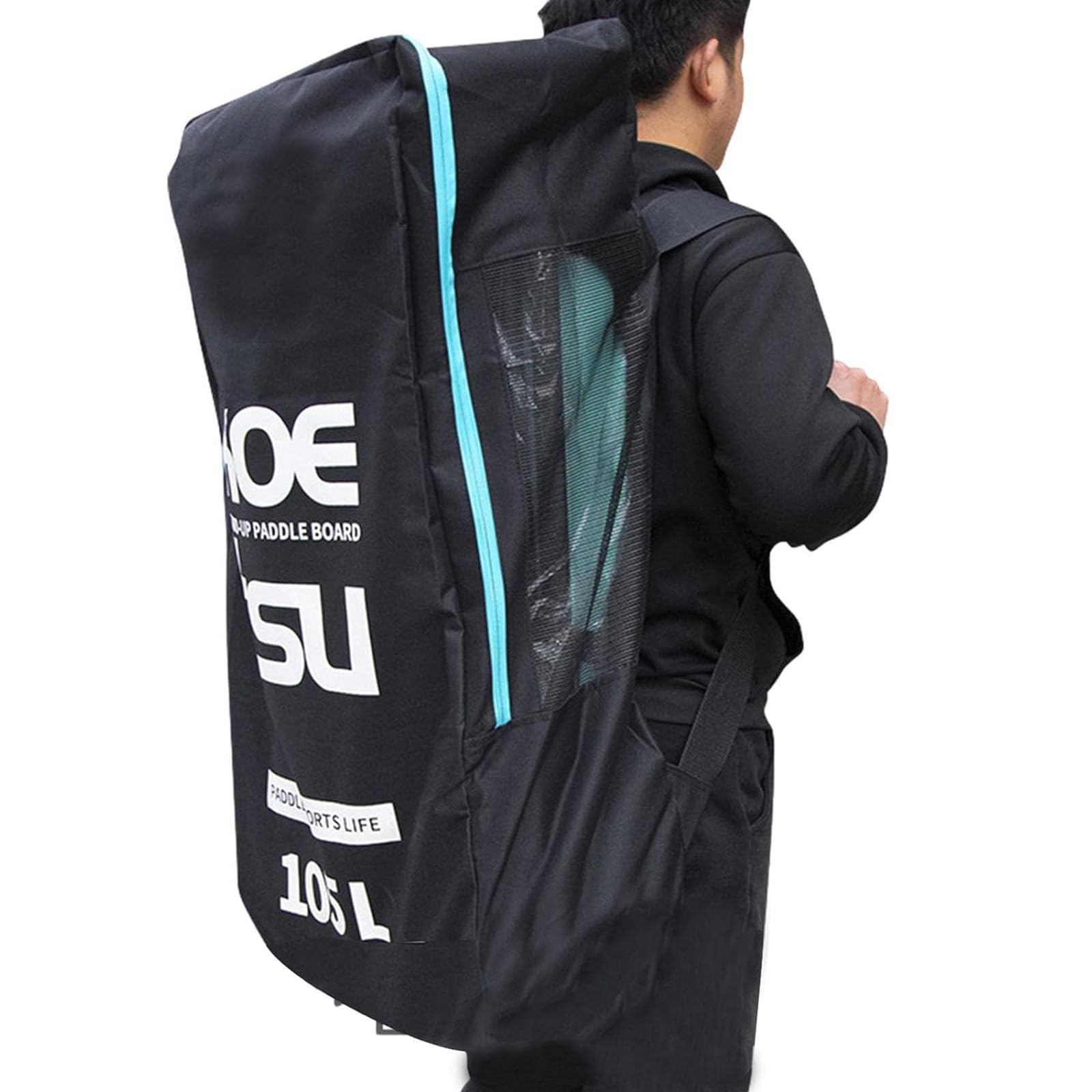 Mochila para Tabla de Paddle Surf 105L Tela Oxford Impermeable Gran Capacidad Negro