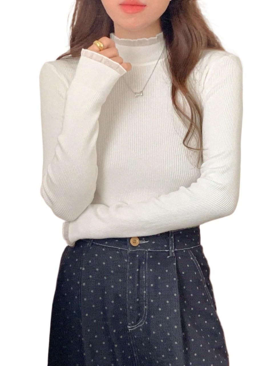 Womens Sweaters 2025 Knit Knit Long Sleeve Sweater Long Sleeve Tops Fall