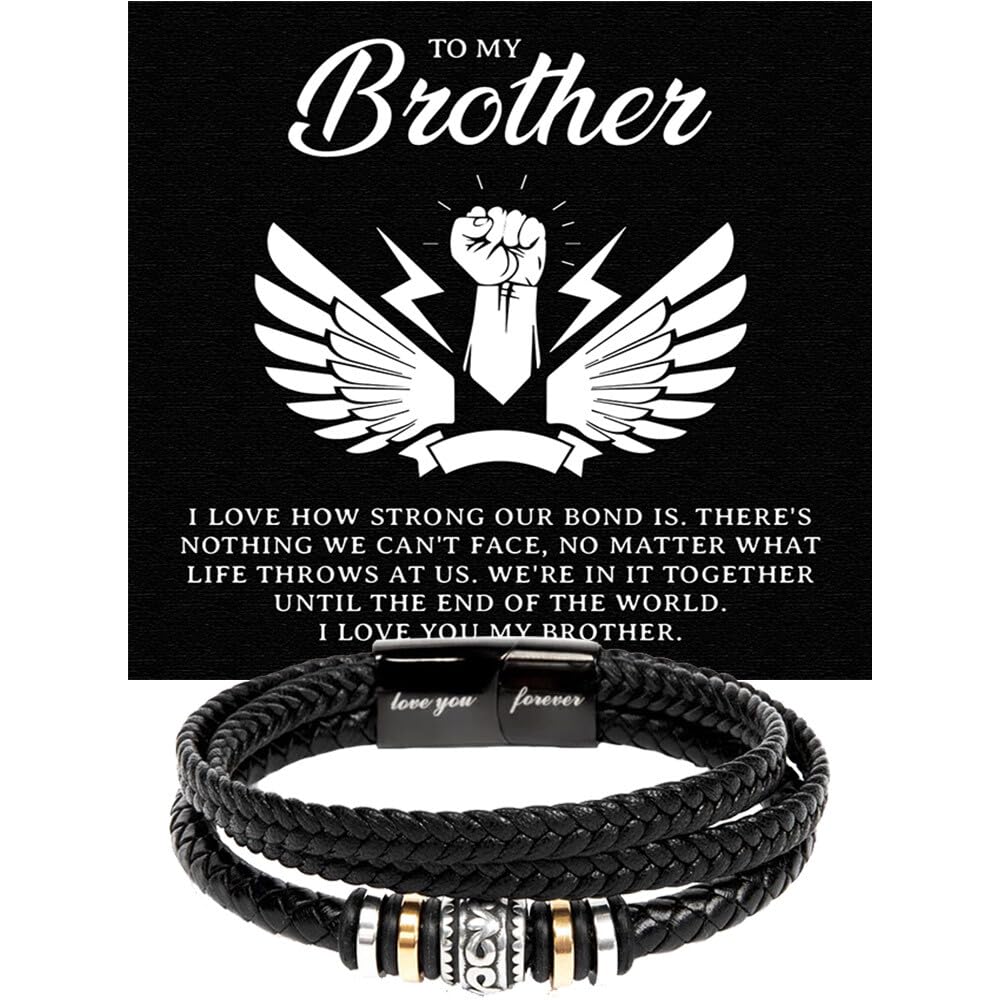 To My Brother Bracelet, Bracelet for Brother from Sister, Gifts from Mom and Dad, Birthday Gift with Message Card and Box