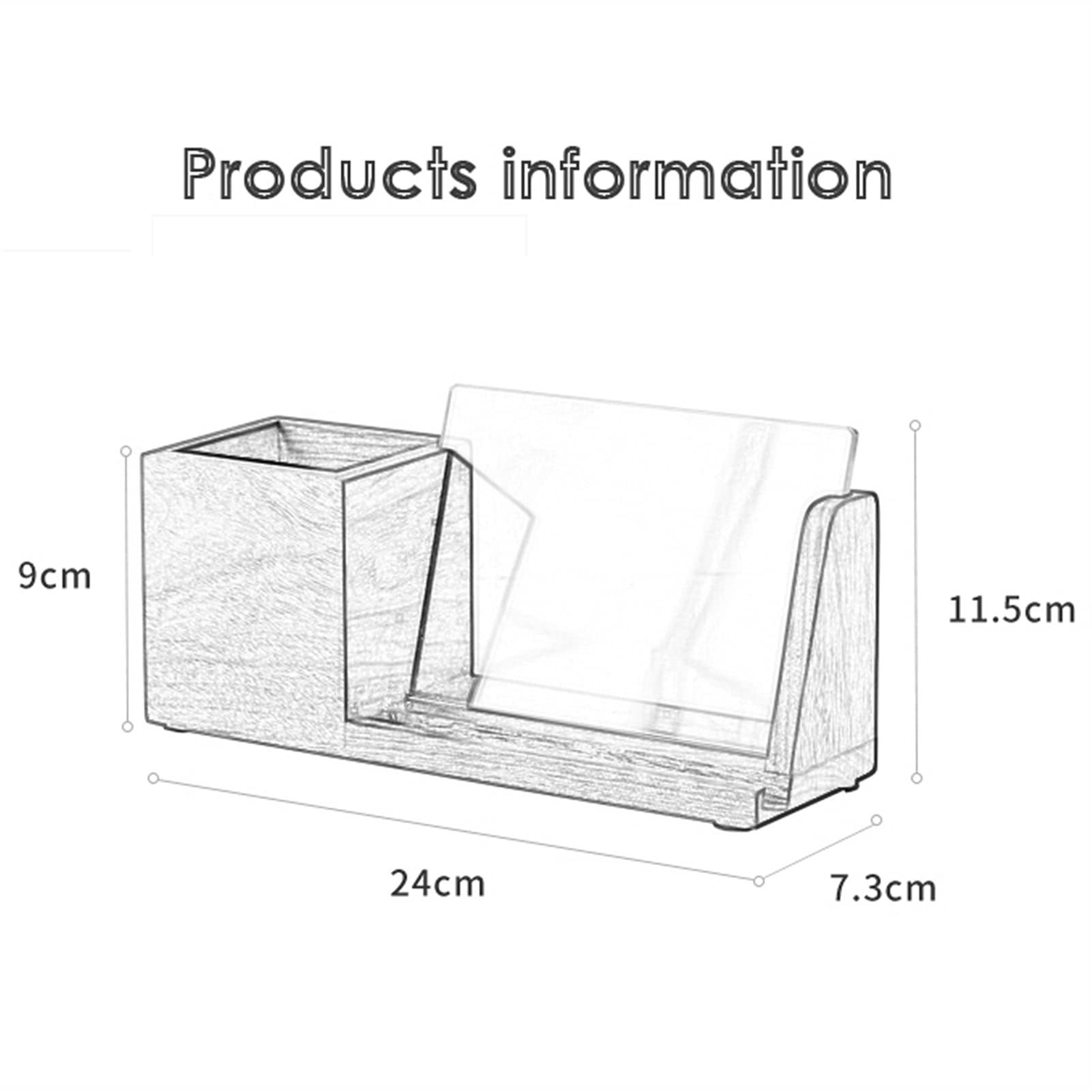 Portapenne a 2 Scomparti con Supporto per Cellulare e Cornice per Foto, portapenne in Legno e portapenne per Trucco per casa e Ufficio