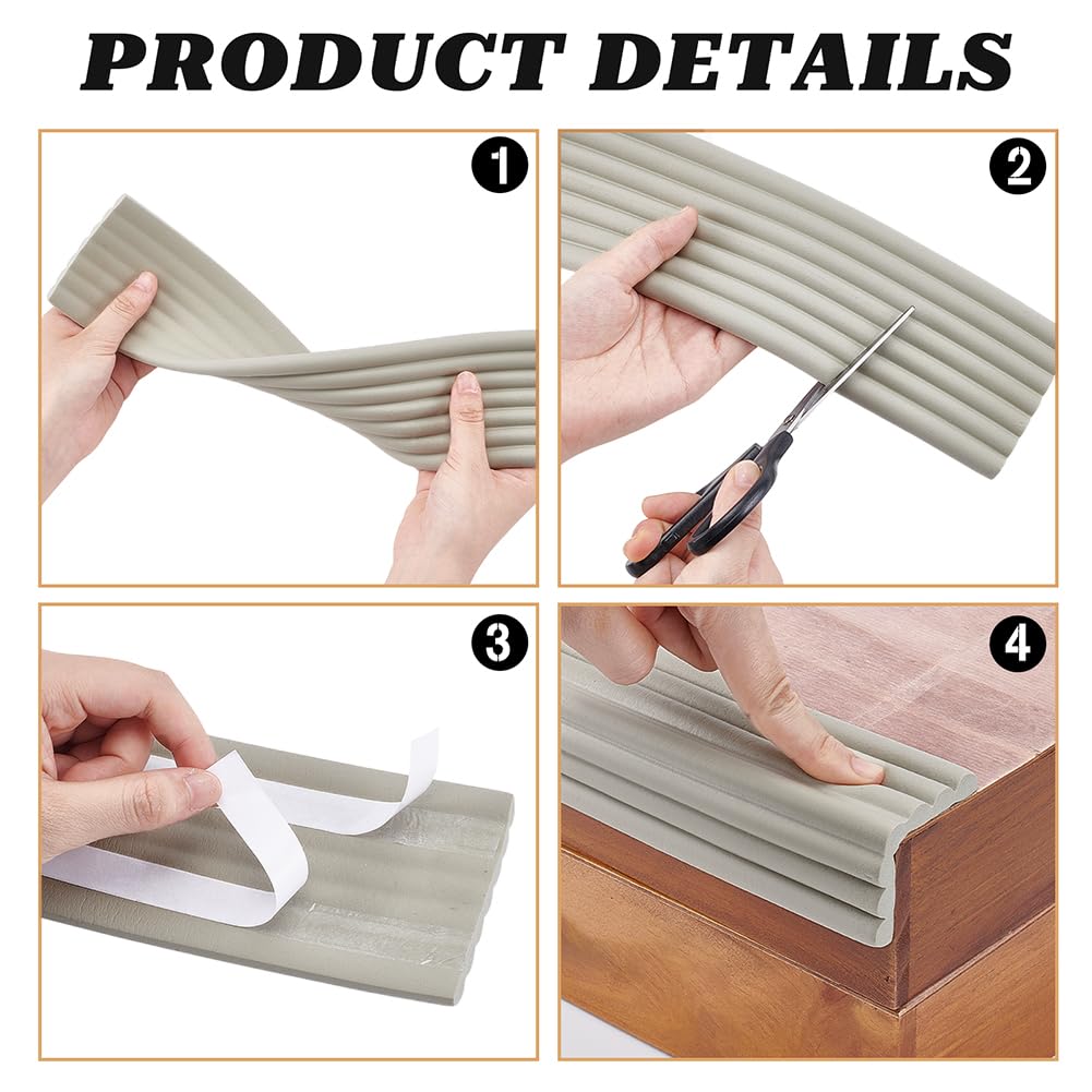 NBEADS 22.42Yards Bumper Protectors, 74x6.5mm Corner Protector Table Edge Corner Protector for Sharp Edges Table Desk Furniture Gray - Image 4