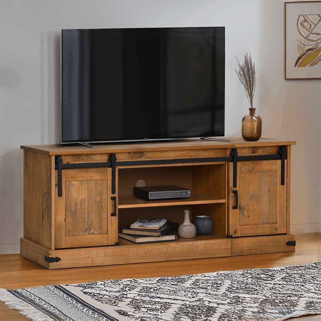 Centres de divertissement et meuble TV - Meuble TV Halden 2 portes coulissantes - 150 x 40 x 60 cm - Bois massif