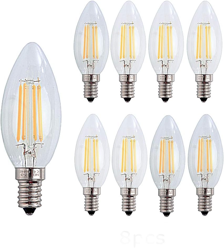 Lampadina tradizionale Edison E14 4 W, 400 lm, 2700 K bianco caldo, confezione da 8, AC 220-240 V, illuminazione ad alta efficienza energetica per uso domestico o commerciale