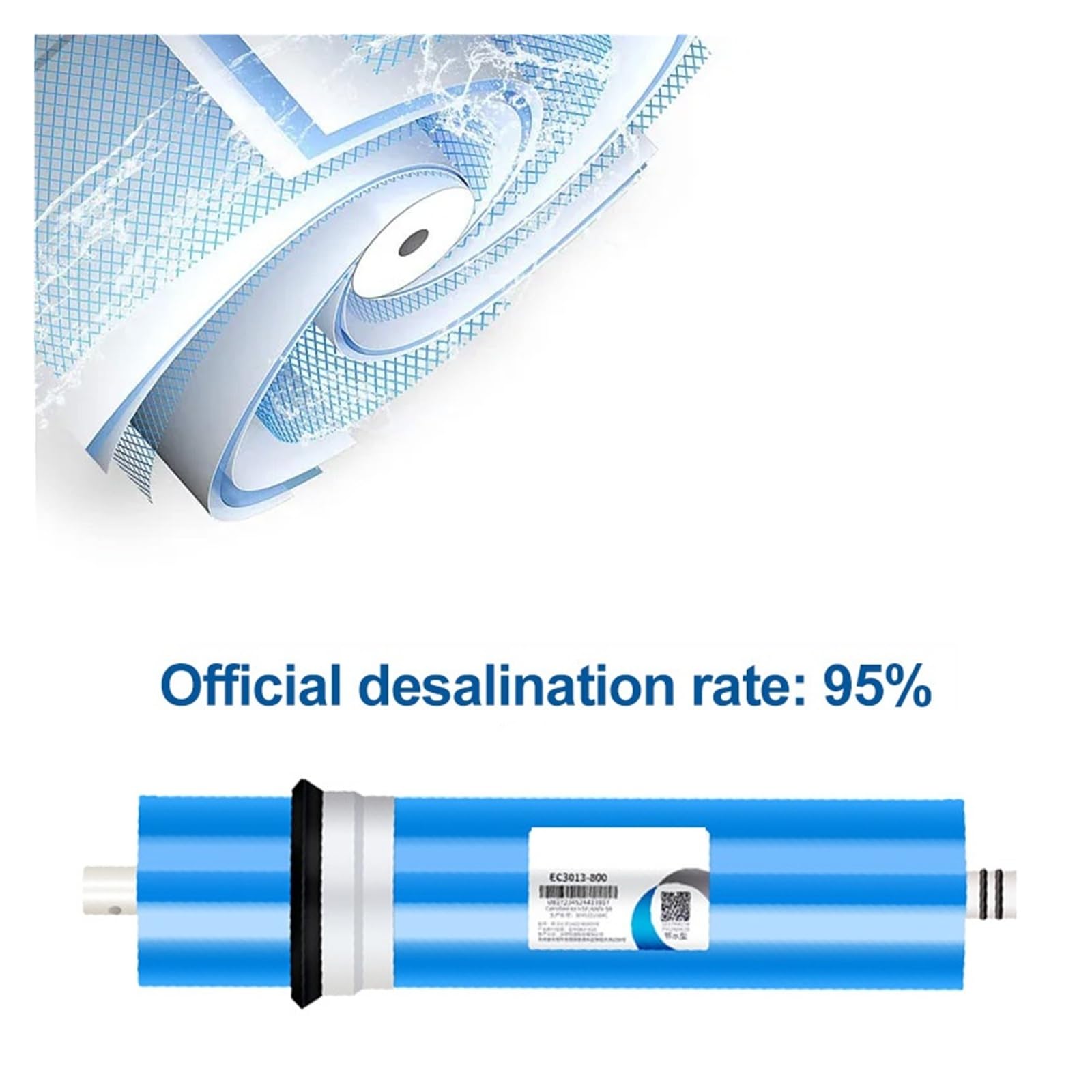 Reemplazo de filtro de membrana de ósmosis inversa universal de 800 GPD, membrana RO 3013-800, purificador de agua for uso doméstico Debajo del fregadero