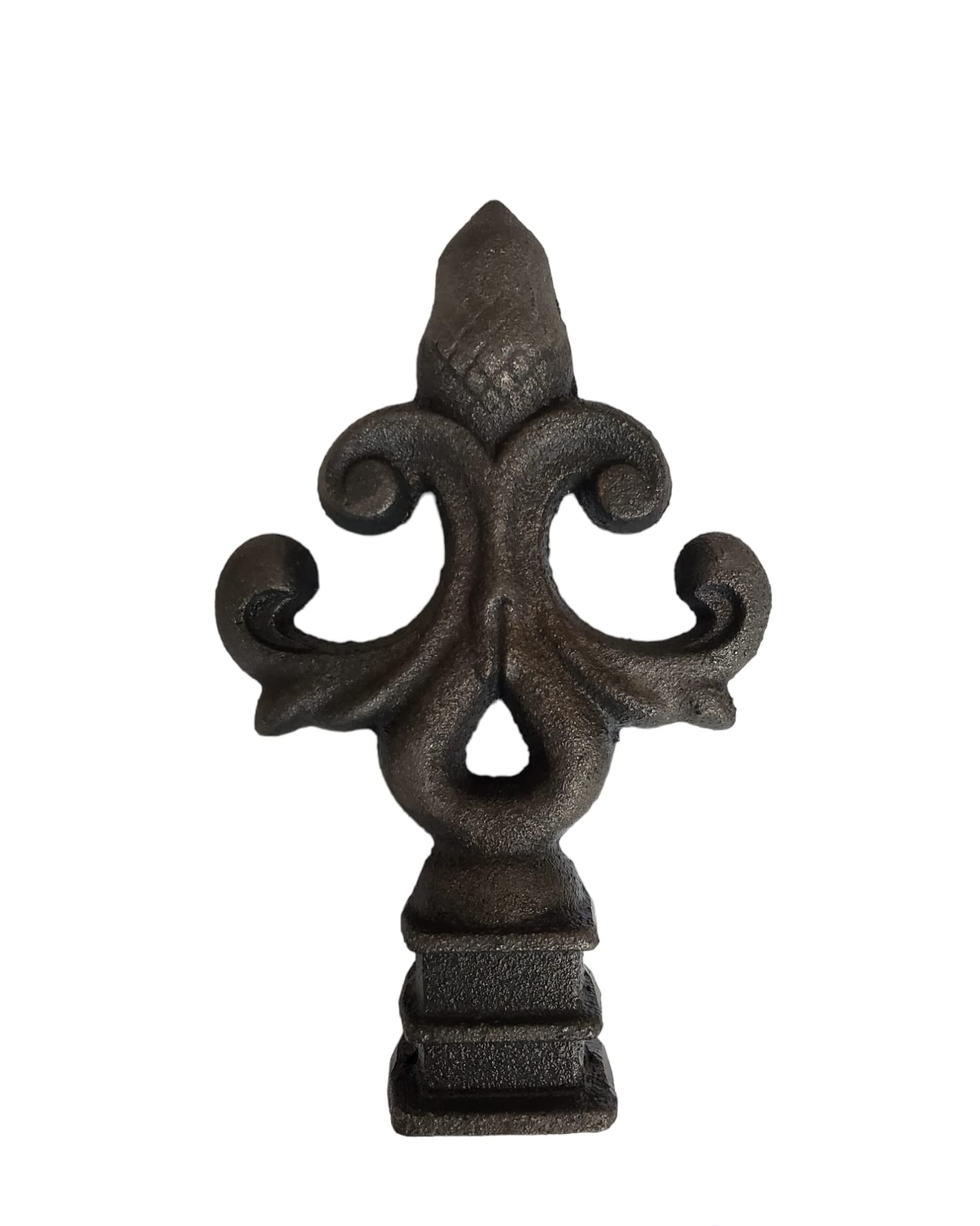 Cast Iron Fence Finials, Multiple Decorative Styles &amp; Sizes, 1/2" to 1" Inch Square and Round Spears, Fleur de Lis Design (3/4" Acorn SQ, 4)