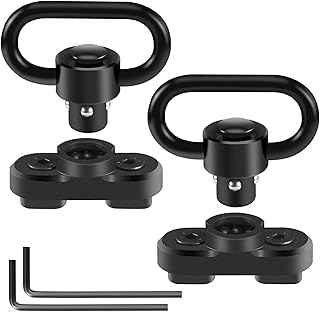 Two Point and Traditional Mlock Sling Rail Mounts with 1.25 Inch QD Push Button Sling Swivel Loop for Mloc - 2 Pack - FANGOSS