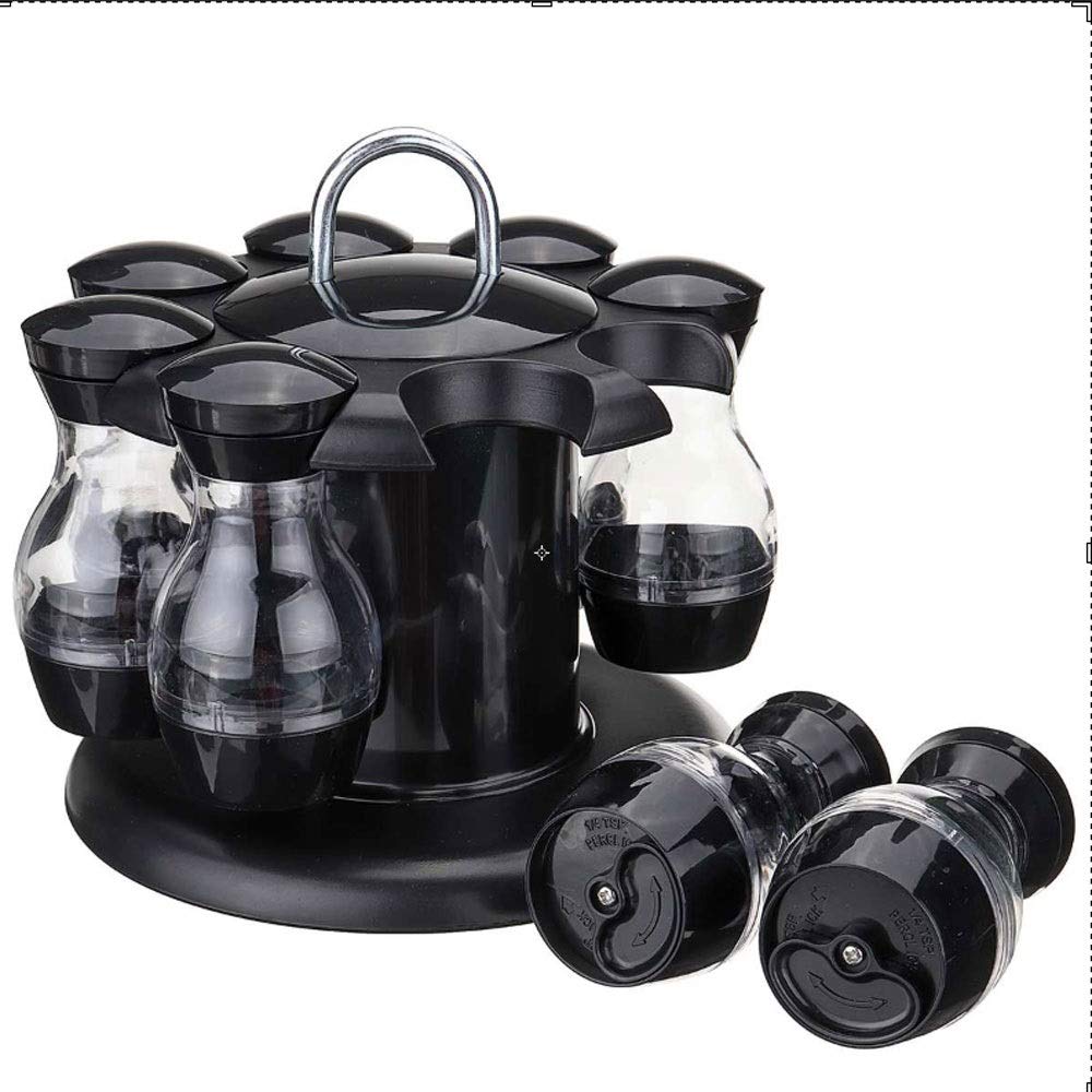 HRWLY Condiment Set Rotating Spice Jar Rack Kitchen Cruet Bottle Coffee Sugar Seal Container Castor(D)