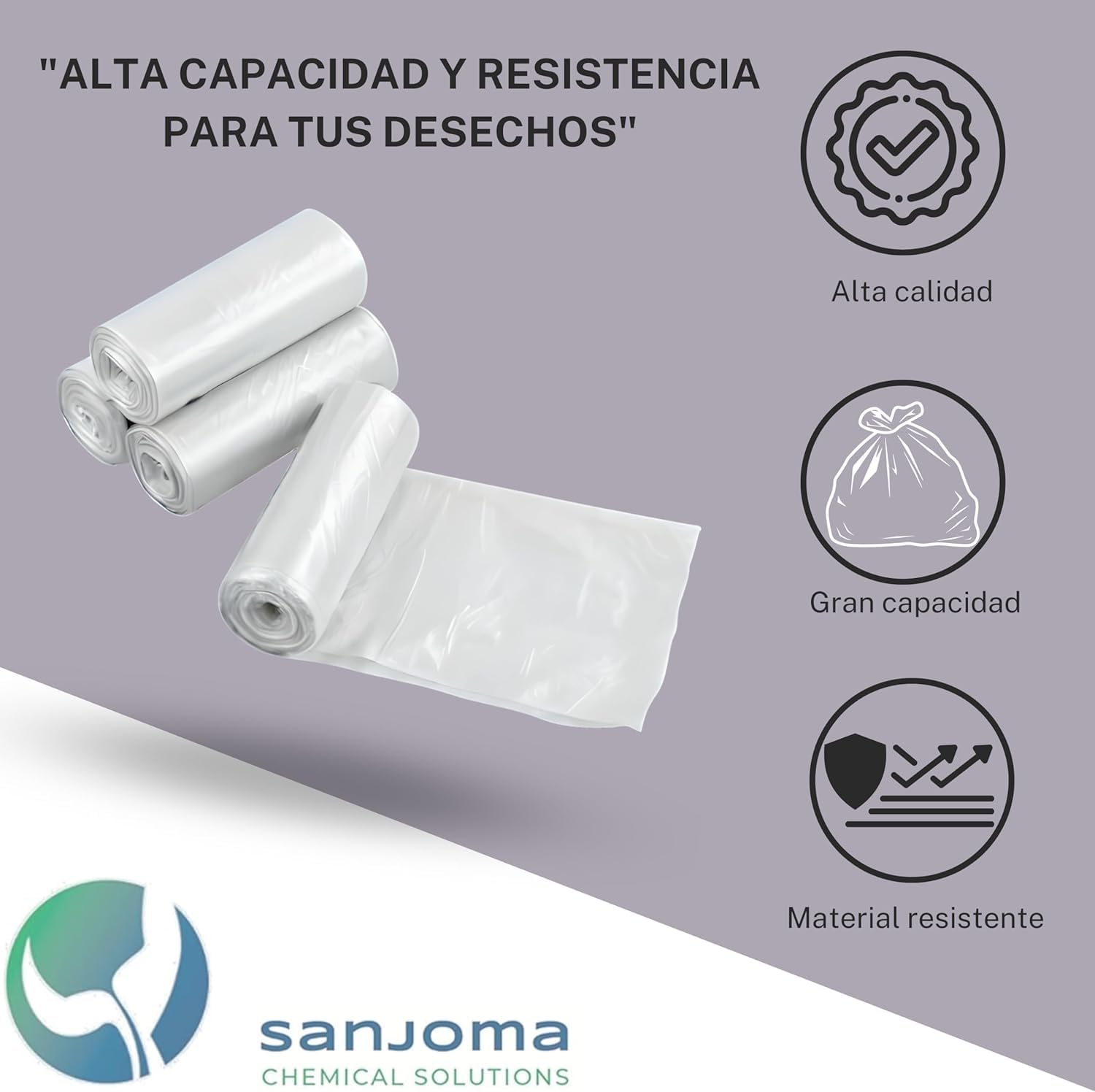 20 rollos de bolsas de basura blanca 100L (85x105 cm) – Galga 130 extra fuertes, ecológicas y compostables – 10 bolsas por rollo