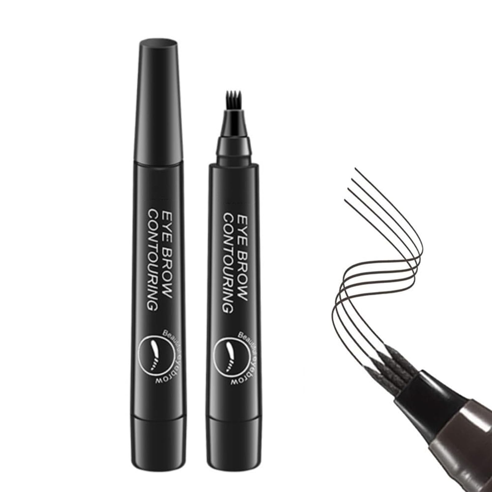 Yipane Eyebrow Contouring Pen, 4-Tip Precise Waterproof Brow Pen, 24 Hours Long Lasting, Natural Looking, Smudge Proof, Black