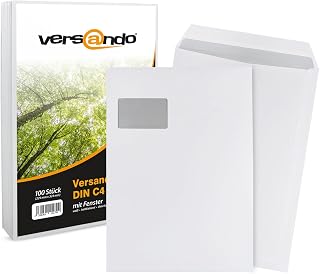 versando 100 sobres C4 con ventana, autoadhesivos, aptos para DIN A4, color blanco