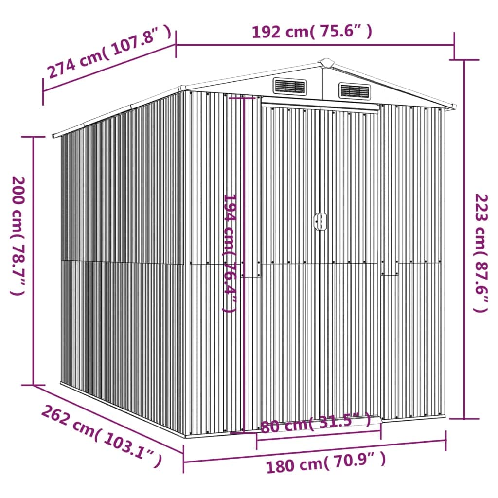 Générique Abri de Jardin Marron Clair 192x274x223 cm Acier galvanisé,Maison & Jardin,Pelouses & Jardins,Vie en extérieur,Structures extérieures,Cabanes & abris de Jardin,3147472
