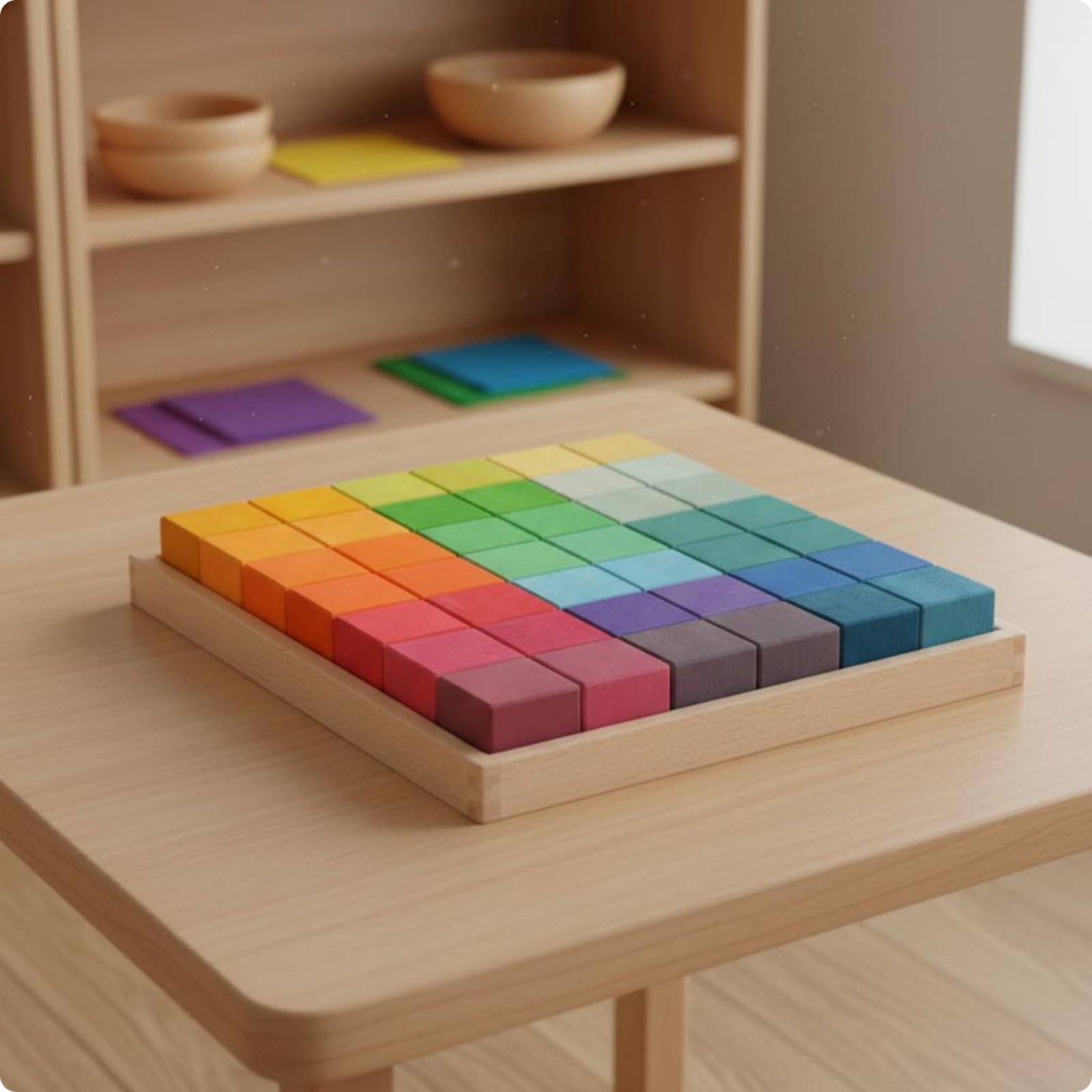 36 Piezas Bloques Infantiles Mosaico Construcción Juguete Educativo Apilables Geometría Creativa de Madera Suaves para Clasificar Tonos y Tamaños, Mosaico De Tilo Teñido Macaron