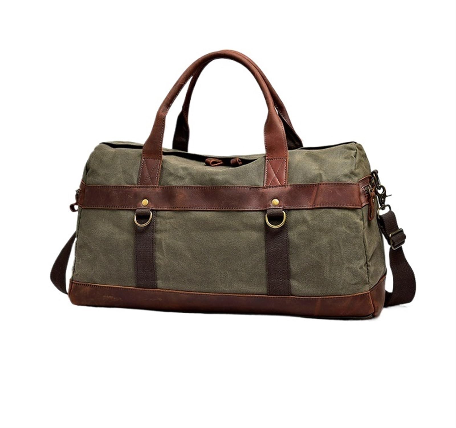 Reisetasche Wasserdichte gewachste Canvas-Leder-Herren-Reisetasche, Handgepäck-Tasche, Handgepäck, große Tragetasche, Vintage-Herren-Reisetasche, Wochenendtasche, große Übernachtungstasche(Green)