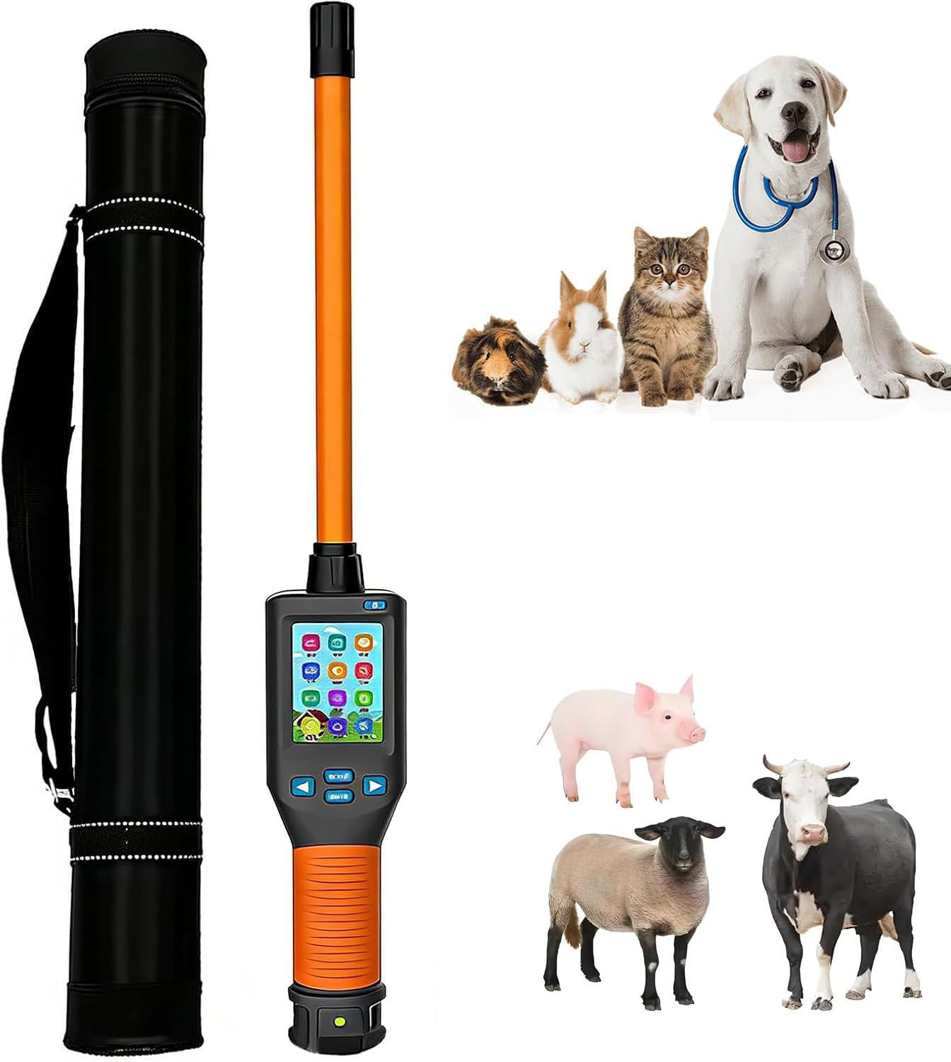 LjlXanthiper High Capacity Data Storage Pet Microchip Reader,Rechargeable Battery Pet Microchip Scanner,With Lcd Display,USB Connection,For Pet Shops Vets Animal Shelters