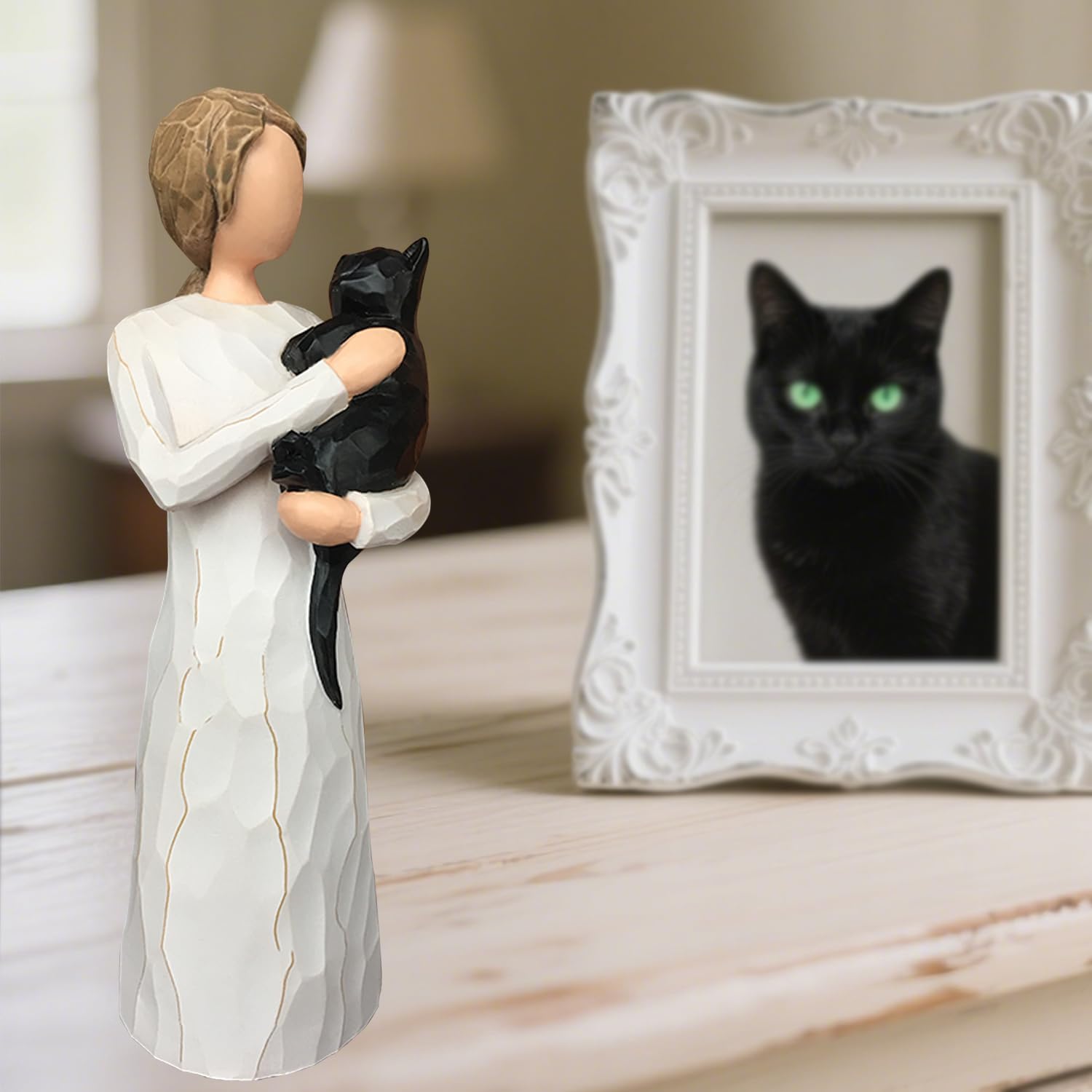 FRUMOASA Cat Memorial Gifts, Cat Loss Sympathy Gift for Cat Mom, Black Cat Bereavement Gifts, Cat Death Gifts Angel Figurine for Cat Lovers in Memory of Passed Away Cat