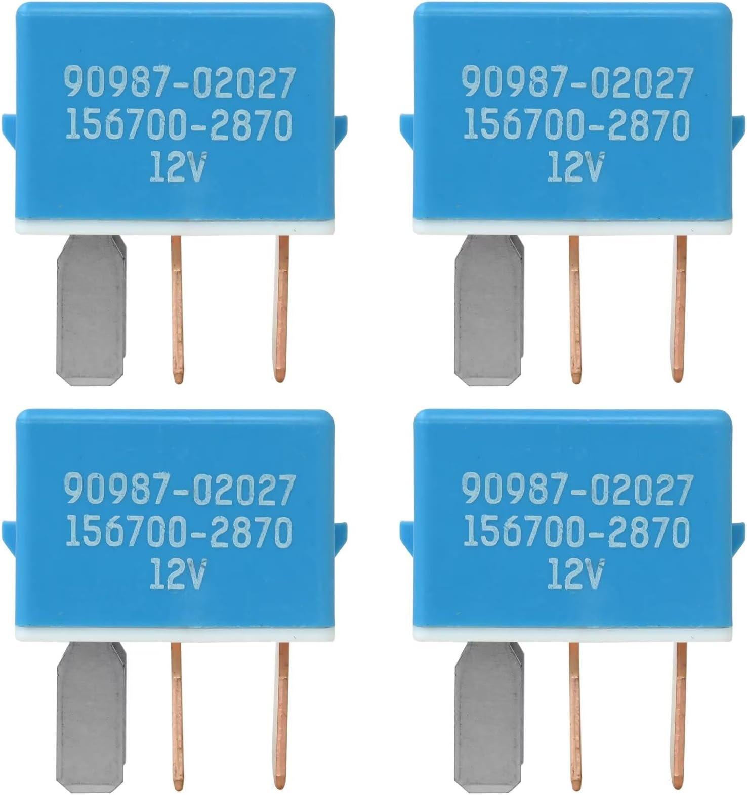 Relay 90987-02027 4-Pin (Set of 4) 12V A/C Cooling Fan Relay Compatible with 90080-87026, 90987-02028 for Denso 156700-2870, 156700-2840 Replacement for Toyota 1997-2014