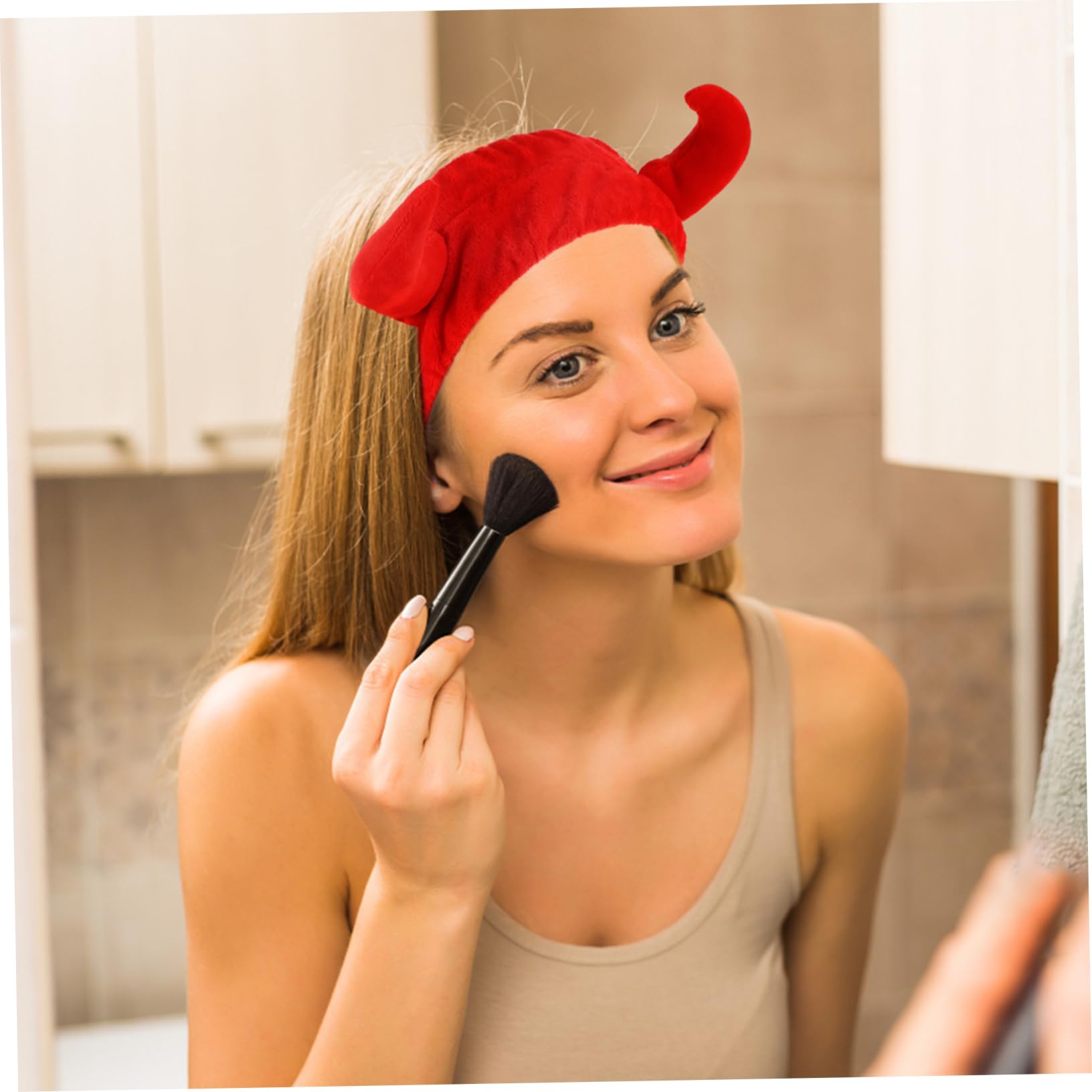 GALPADA 2 Diademas de Peluche Forma de Cuerno para Mujer, Cómodas y Suaves, Ideales para Maquillaje y Ducha, Paquete de 2 Unidades