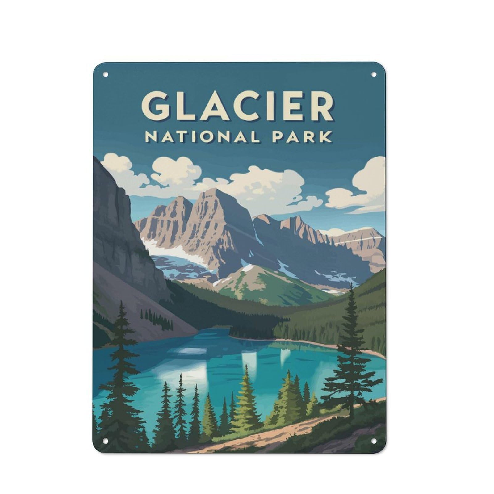 Junmoney Style-1 Workshop Style Glacier National Park Tin Sign 40X30cm, Workshop Wall Decor For Tool Room, Garage, Studio Or Home Bar