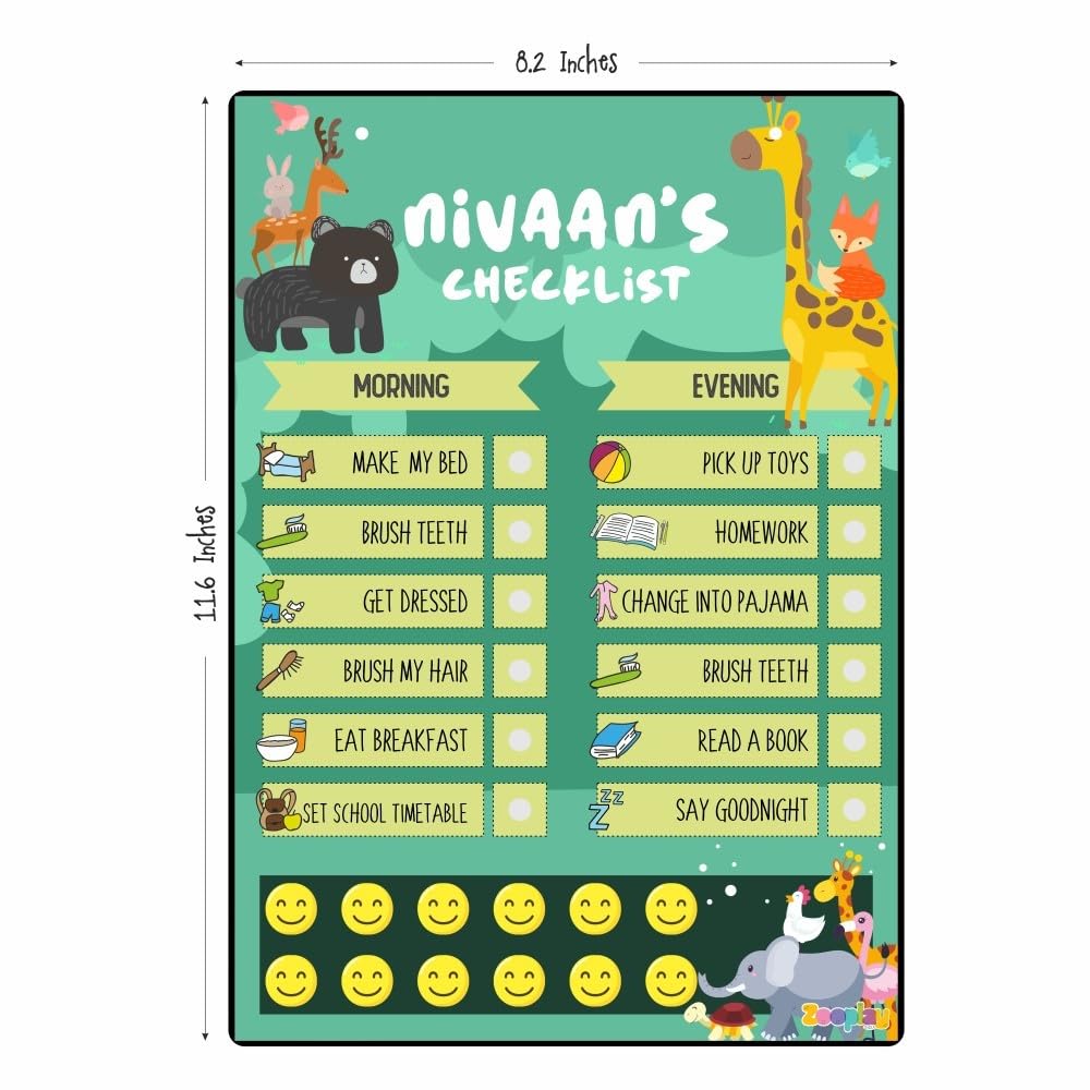 Zooplay India Personalized Daily Reward Chart- Wild Adventures I Reusable Wooden Checklist with Smilies, Detachable I Healthy Habits trackerTool for KidsI Daily Chores Tracker (Pack of 1) - Image 7 thumbnail