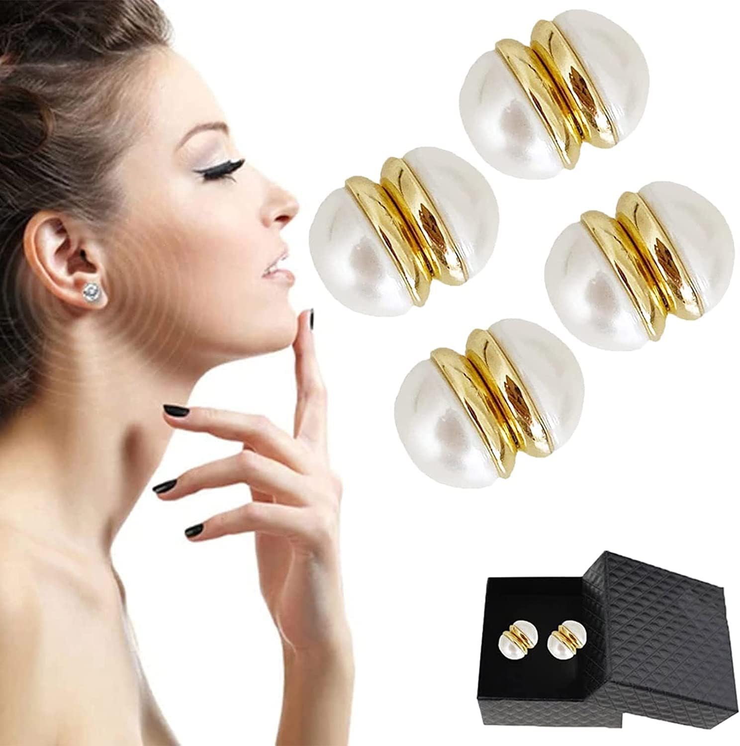 Elegance Lymphvity White Onyx Earrings,Non Piercing