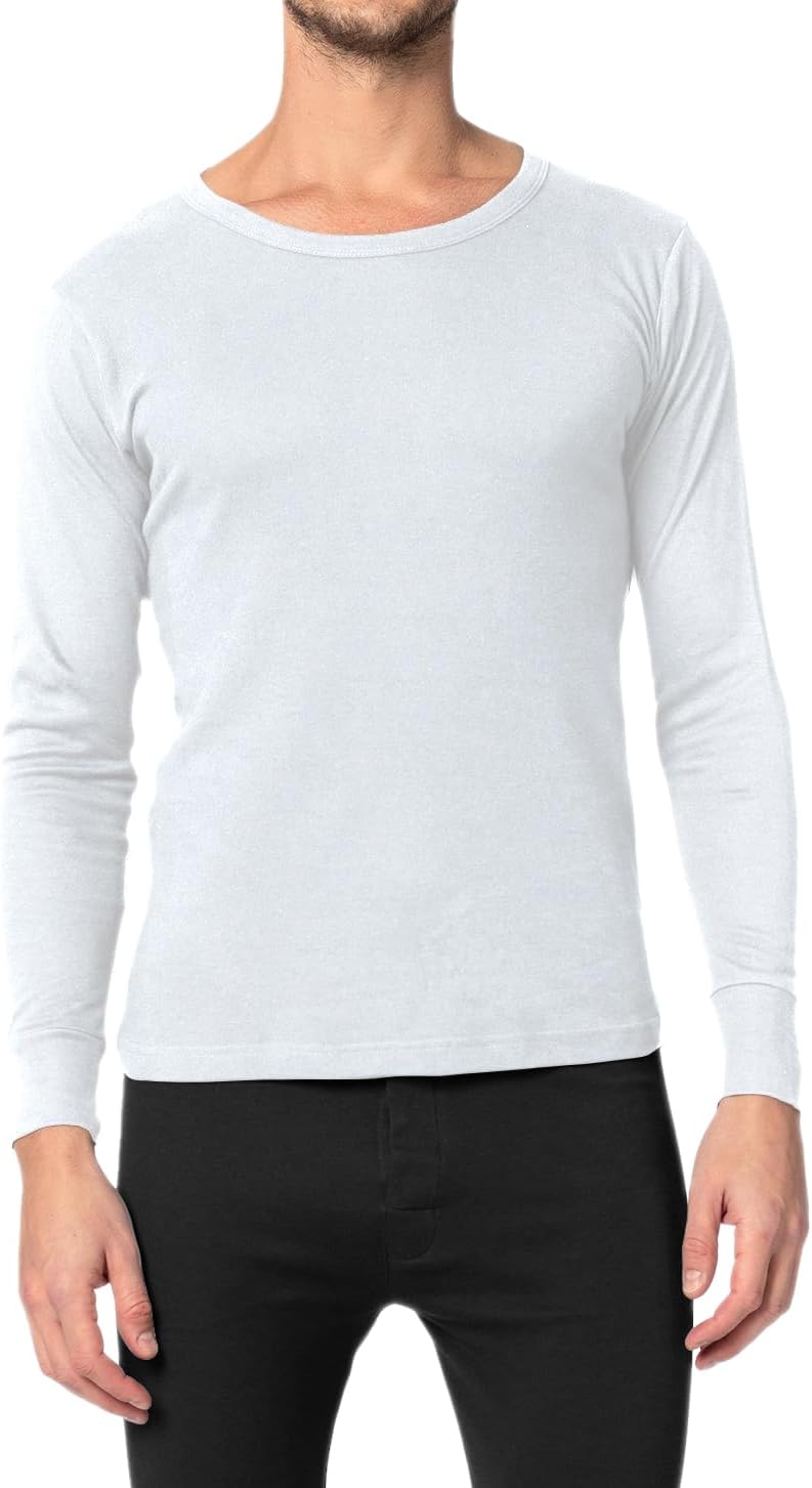 Andrew Scott Mens Thermal Base Layer Top | 100% Cotton Flat Knit Long Sleeve Shirt | Soft Fleece Underside | Multi Packs - Image 2