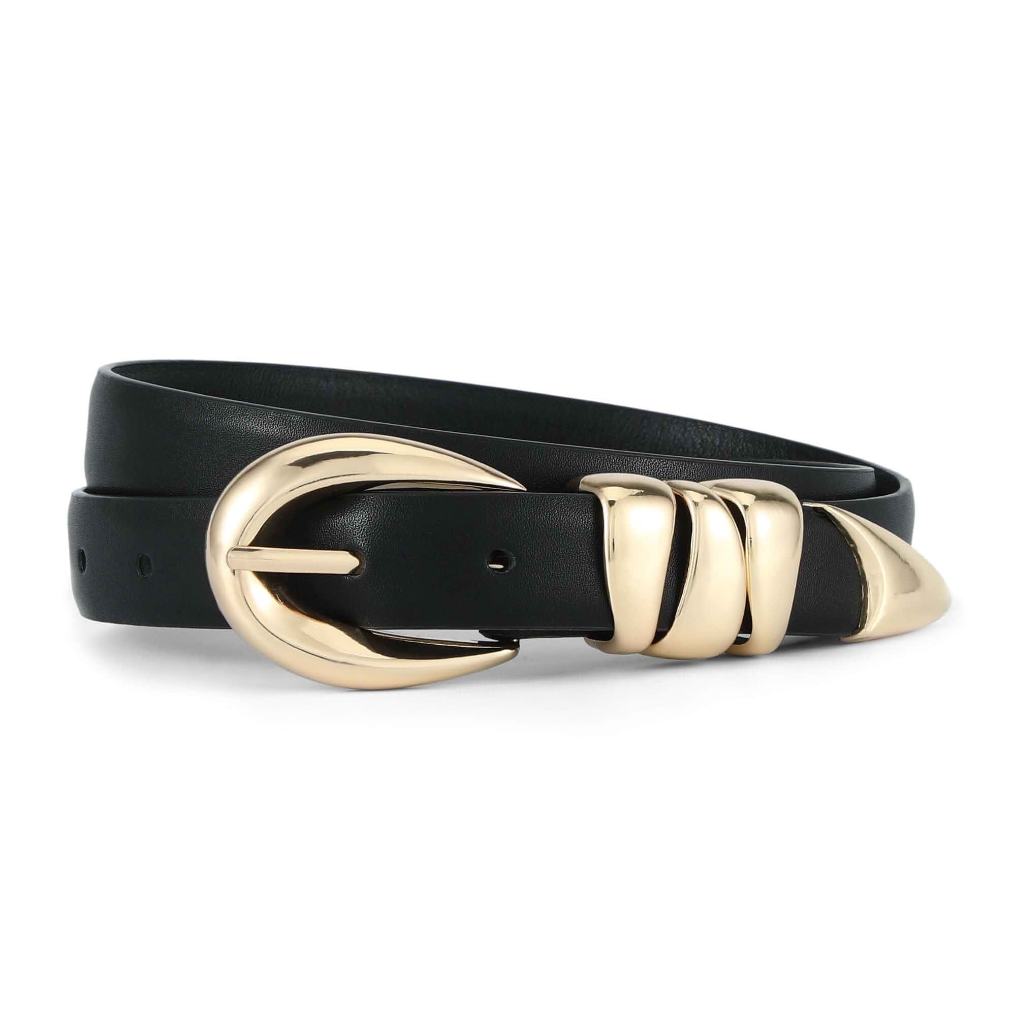 HOTWILL Women Skinny Belt for Jeans with Gold/Silver Buckle 0.91 in Wide, Suede/Faux Leather Ladies Waist Belt, Fashion Trend Accessories, for Dress Blouse Coats Daily Outfits